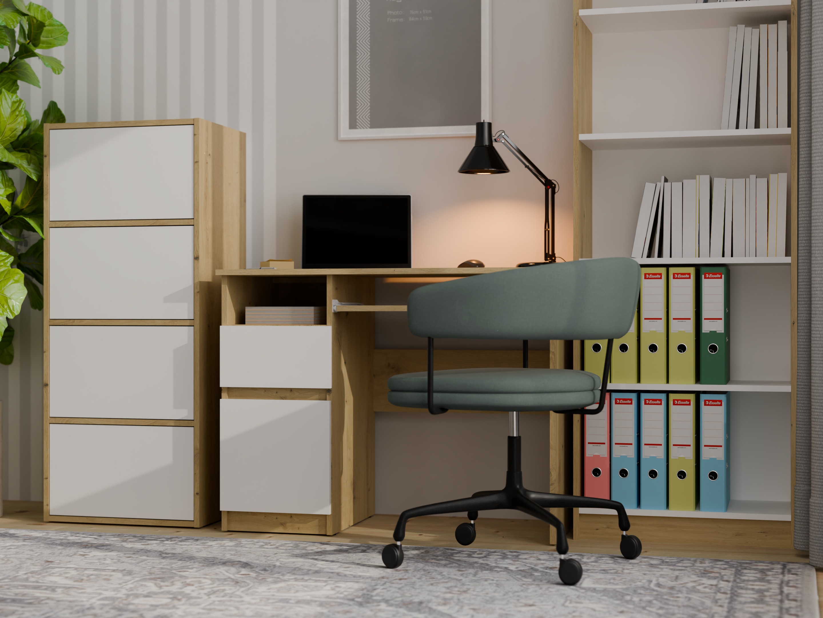 Μπουφέ Mandeville 298 (Άσπρο + Artisan βελανιδιά)