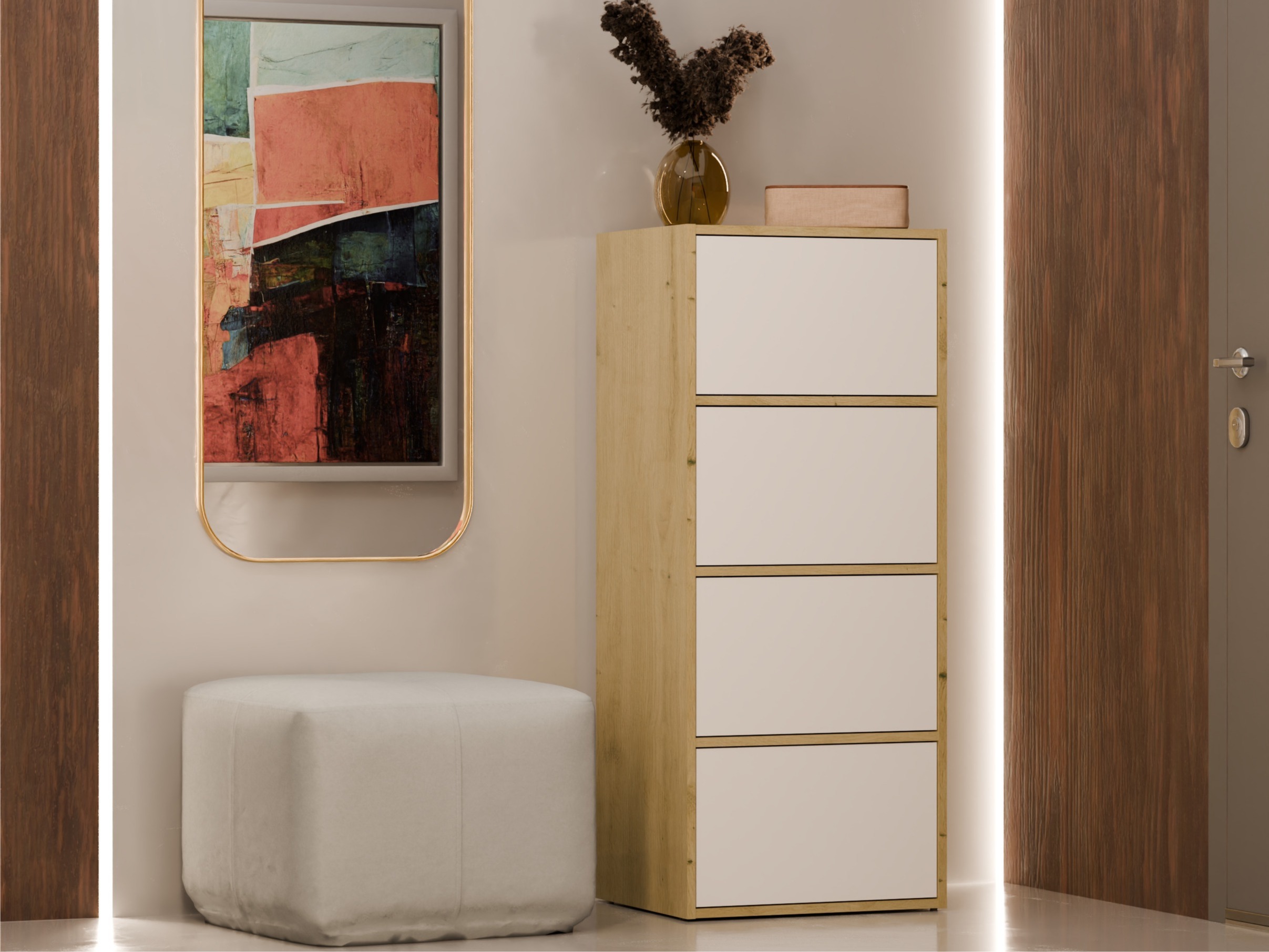 Μπουφέ Mandeville 298 (Άσπρο + Artisan βελανιδιά)