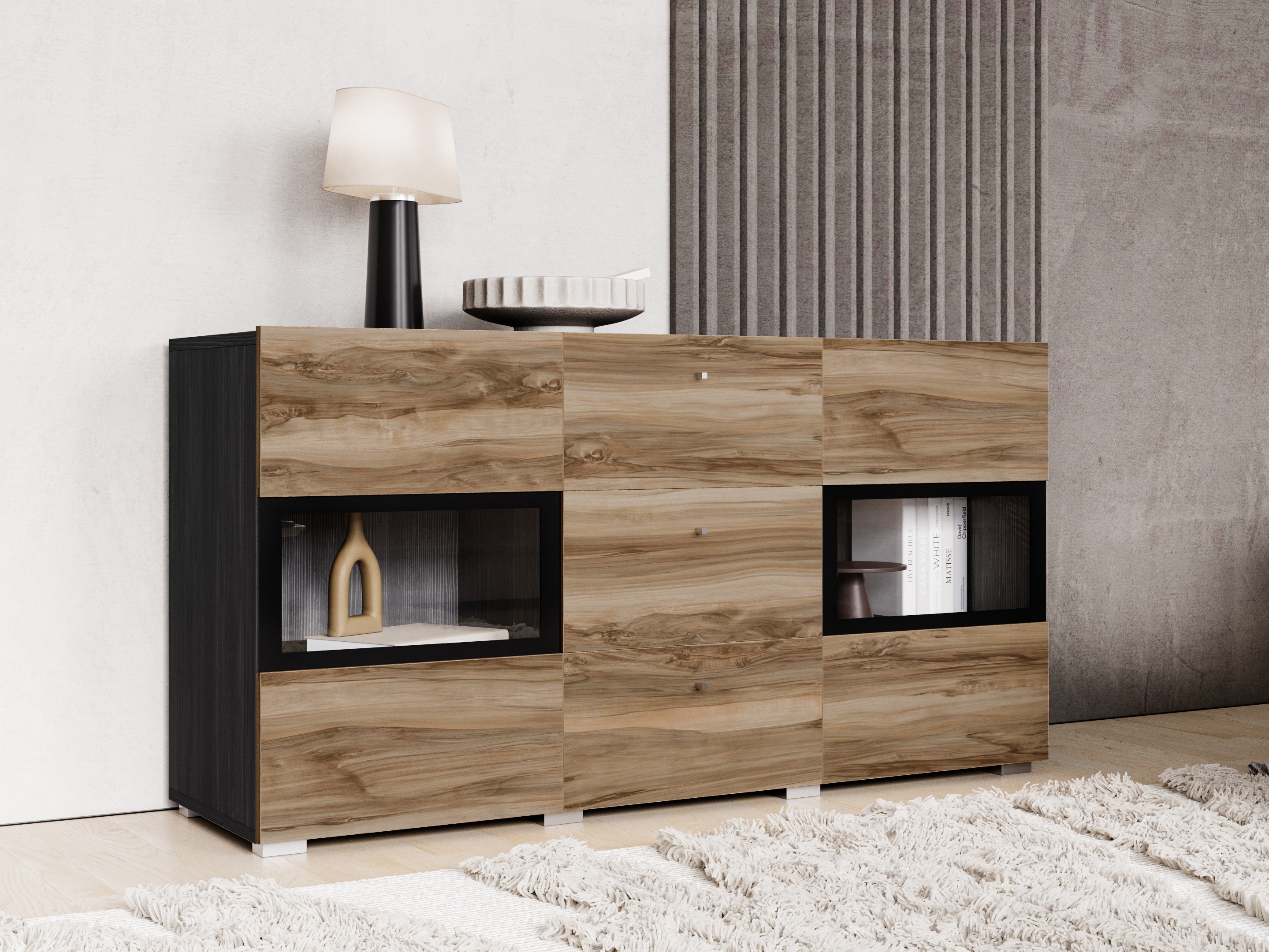 Συρταριέρα Serodeu 101 (Καρυδί + Σκούρο καφέ)