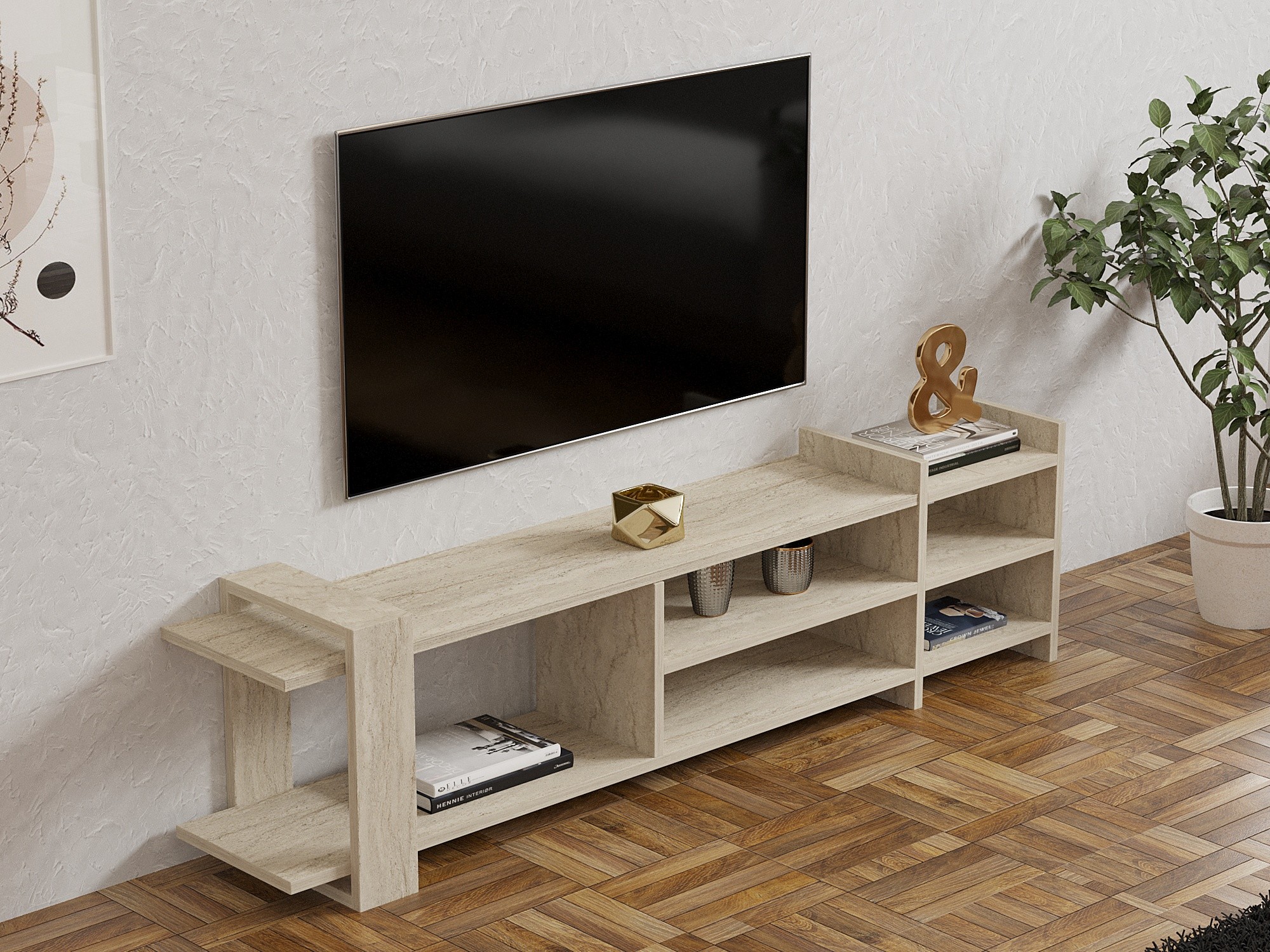 TV stand Kailua 2587 (Light Travertine)