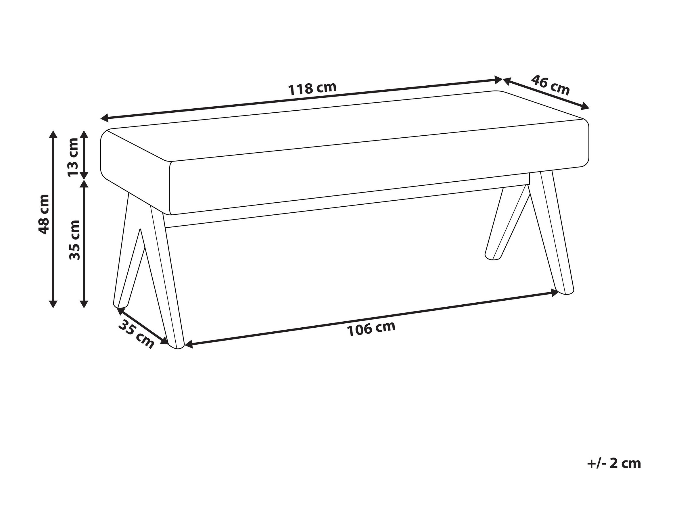 Upholstered bench Berwyn 2714 (Black + Light wood)