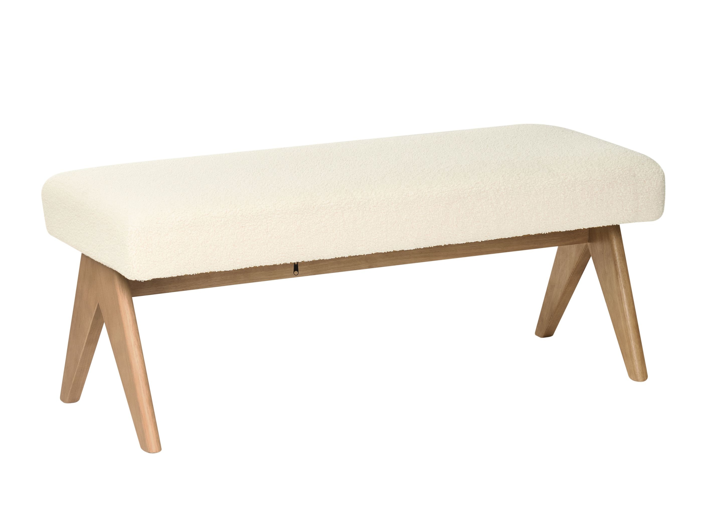 Upholstered bench Berwyn 2714 (White + Dark wood)
