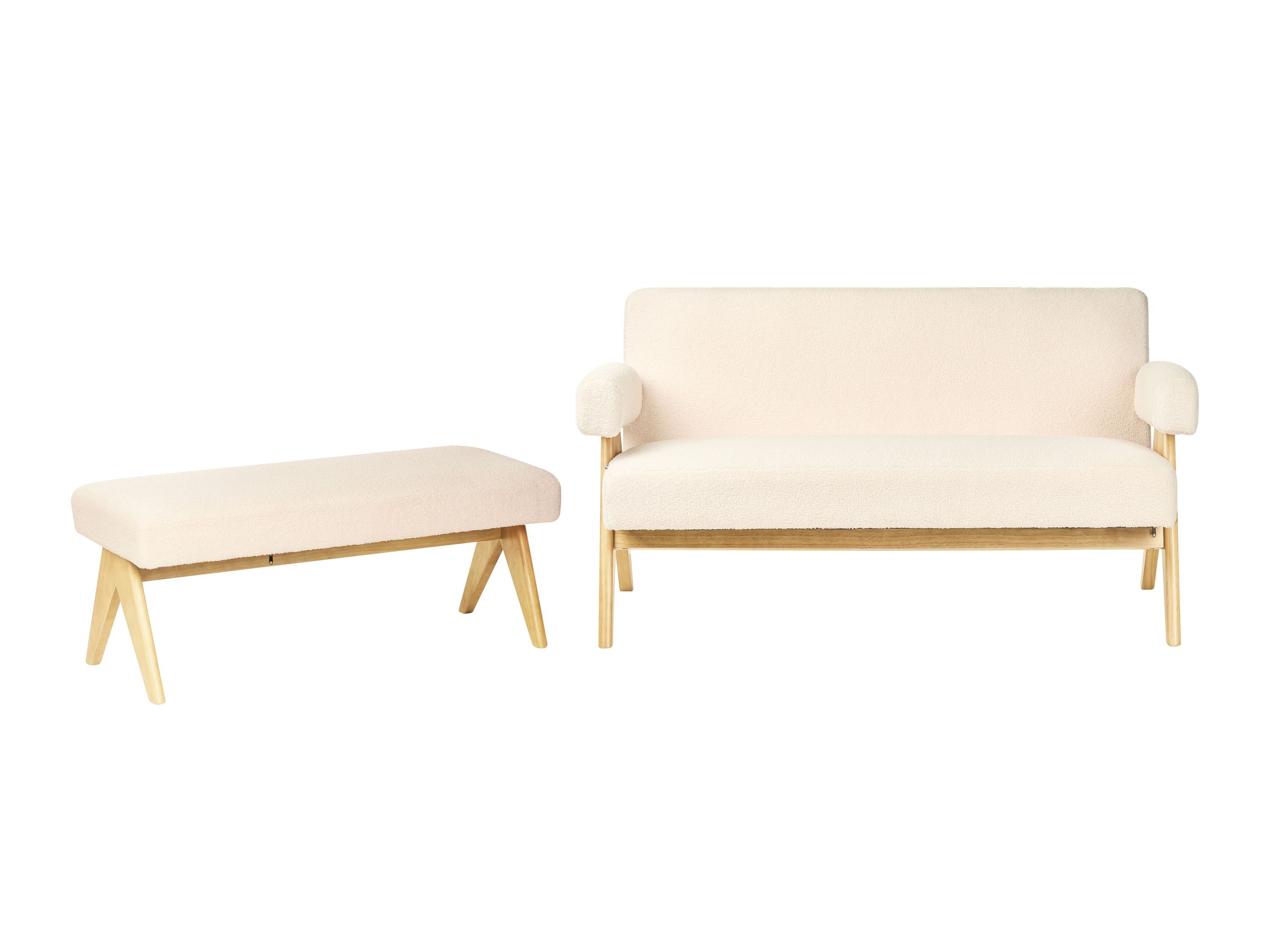 Upholstered furniture set Berwyn 2715 (White + Light wood)