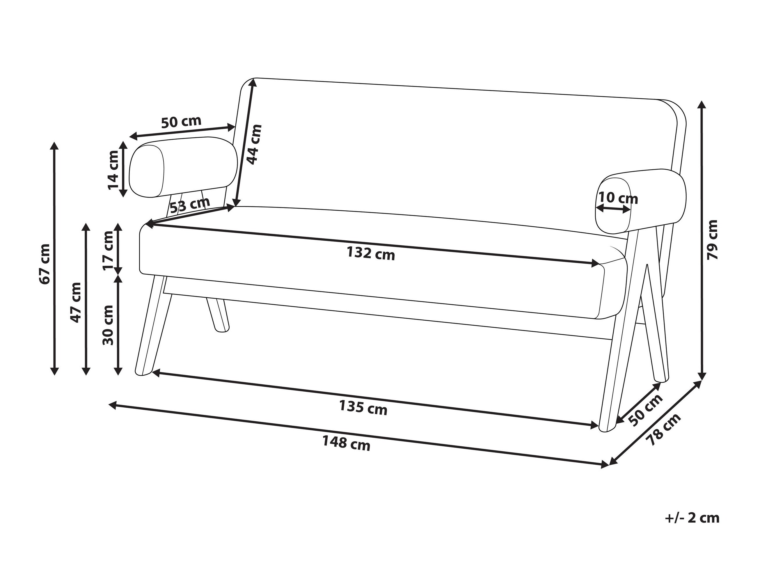 Ταμπουρέ Berwyn 2713 (Μαύρο + Ανοιχτό χρώμα ξύλου)