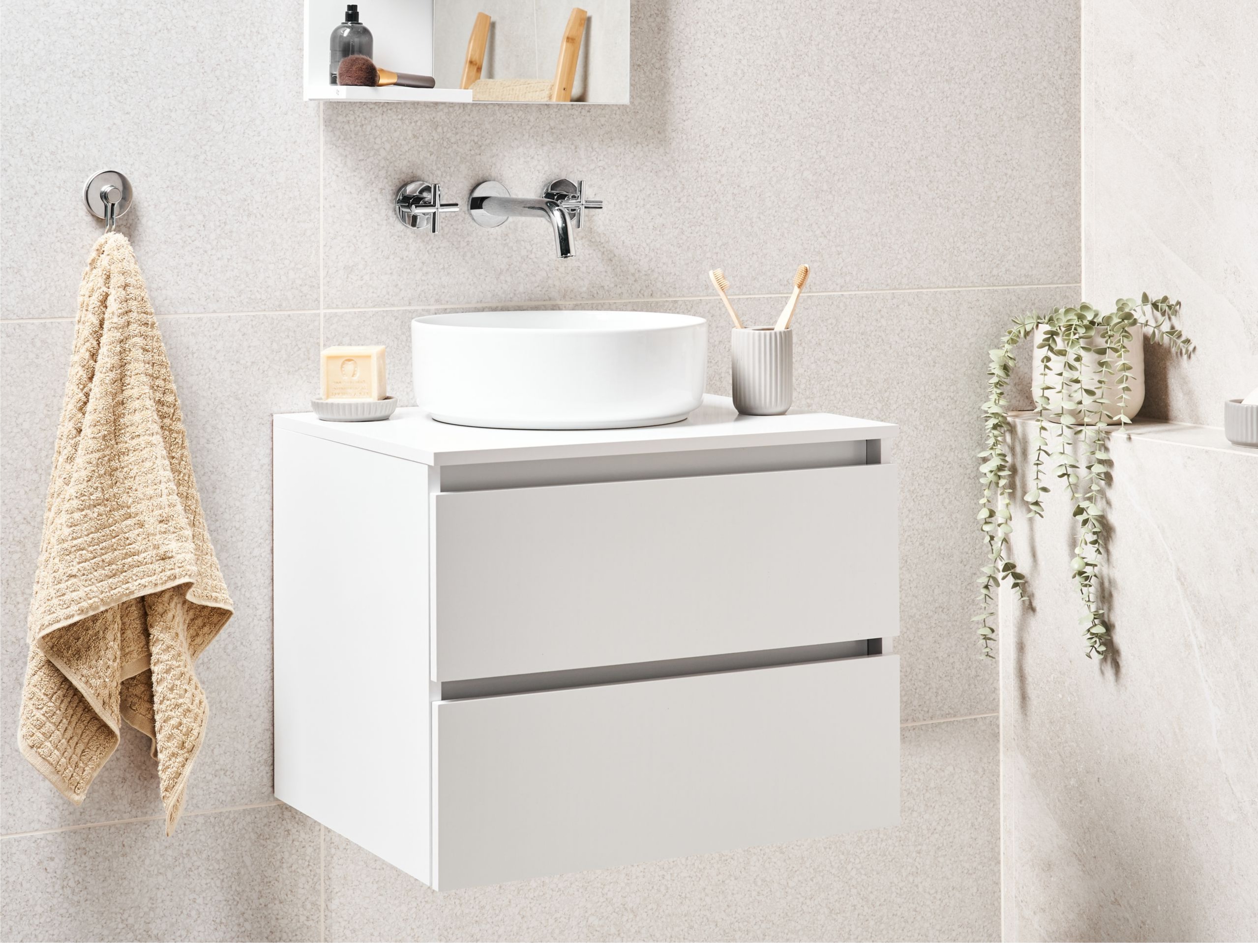 Επιτοίχιο ντουλάπι μπάνιου με υποδοχή νιπτήρα Berwyn 2719 (Άσπρο)