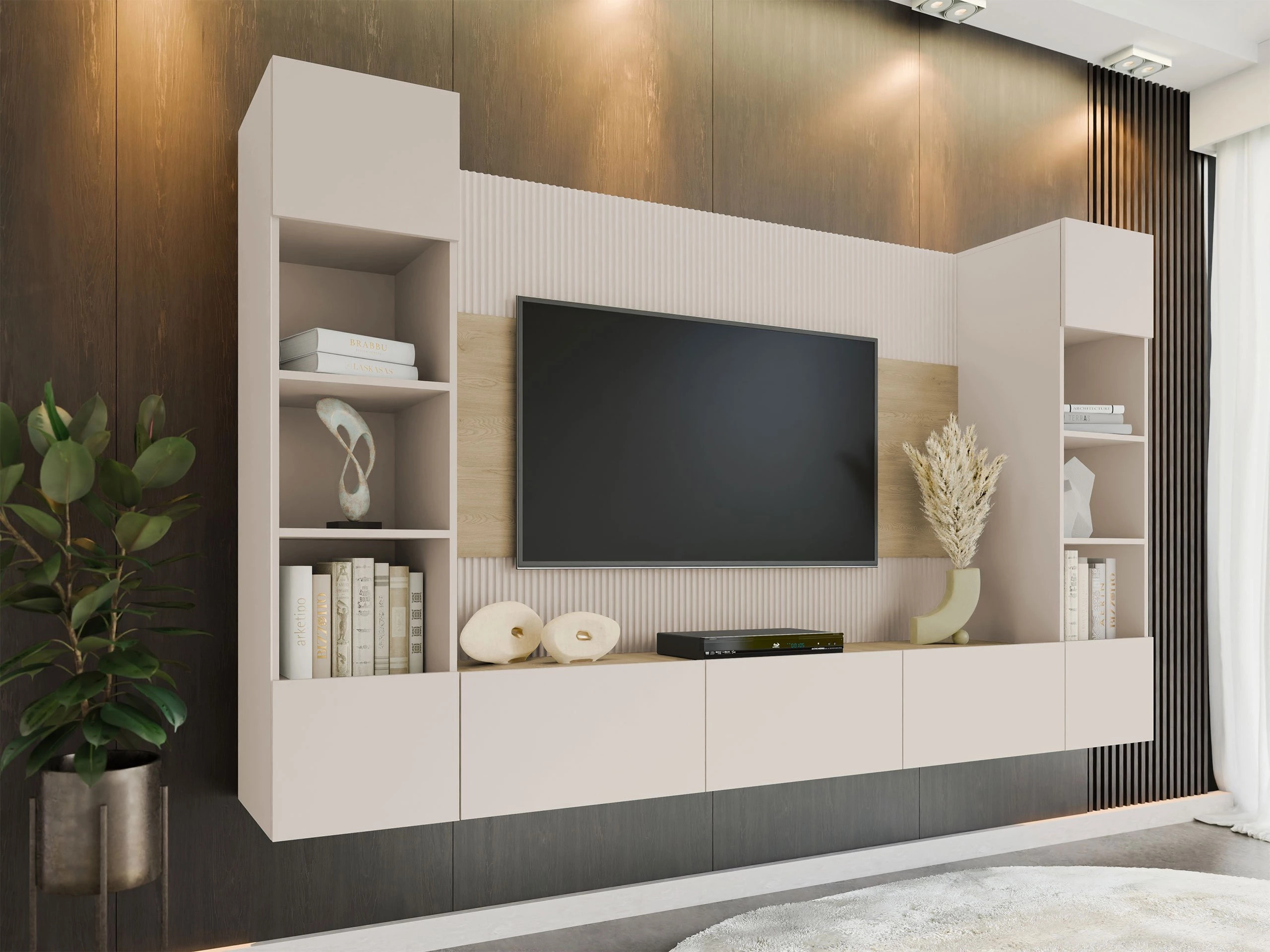 Σετ επίπλων σαλονιού Comfivo Salix I (Μπεζ + Δρυς)