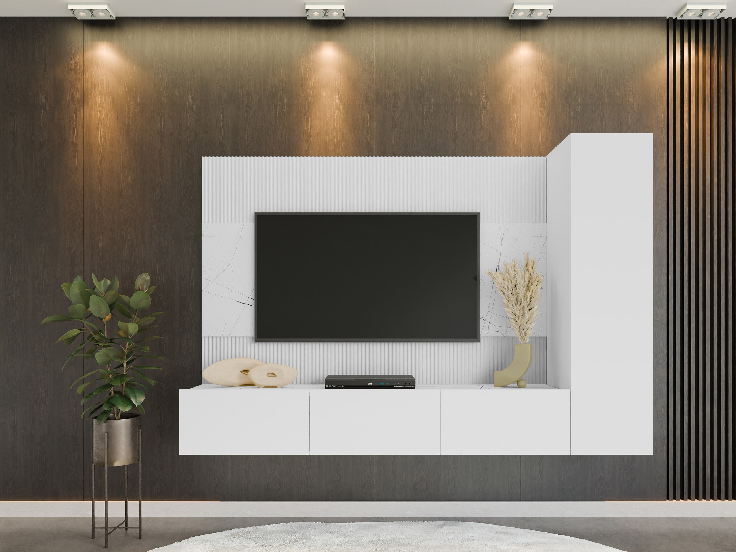 Σετ επίπλων σαλονιού Comfivo Salix VI (Άσπρο + Λευκό μάρμαρο)