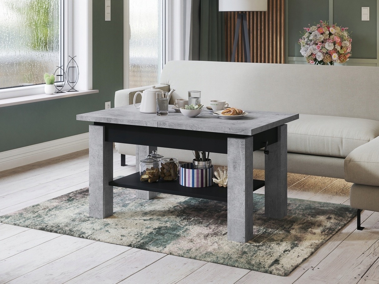 Coffee table transformer Glendale 100 (Concrete + Black)