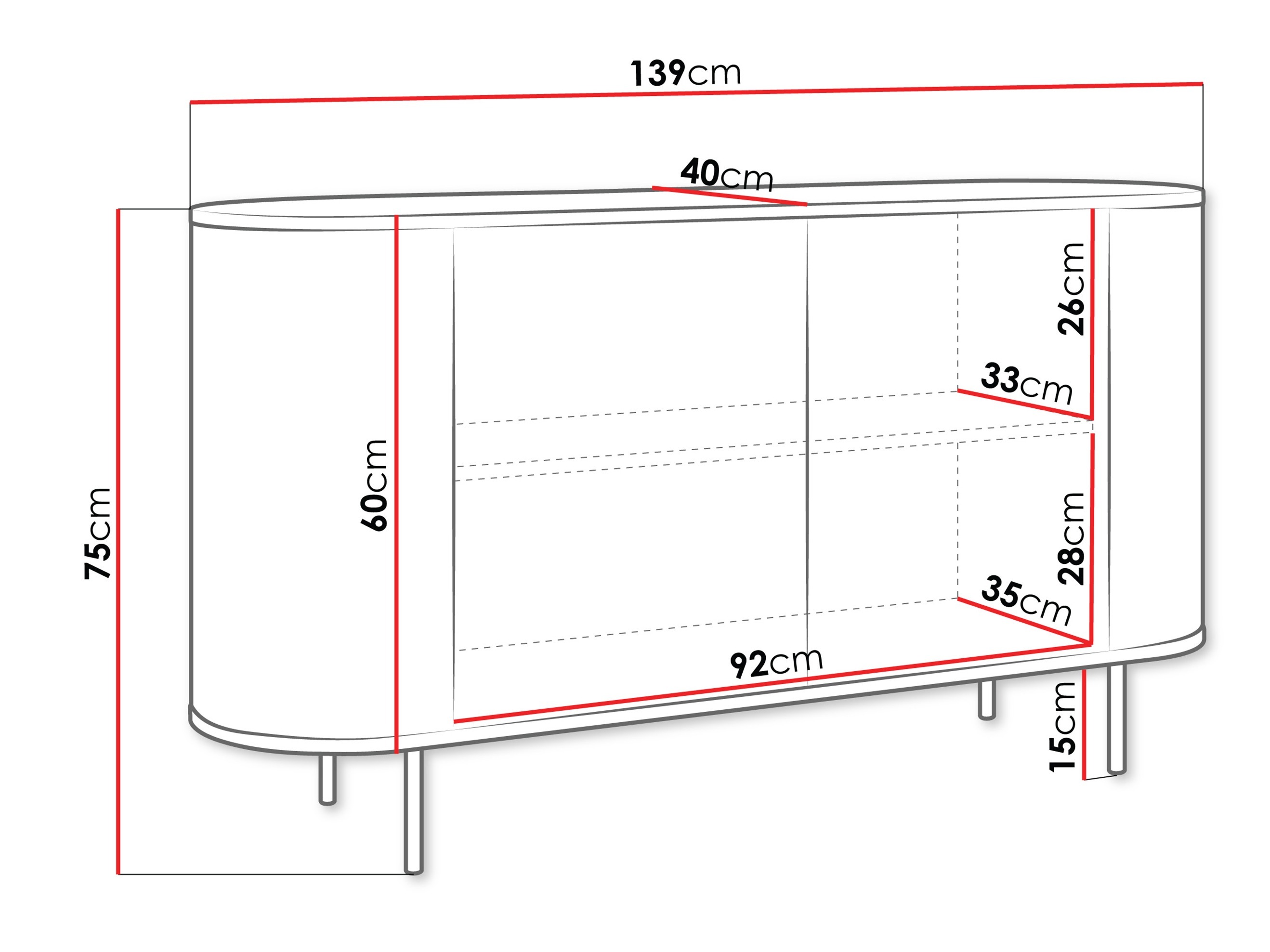Μπουφέ Comfivo Livtena (Μαύρο μάρμαρο + Μαύρο)