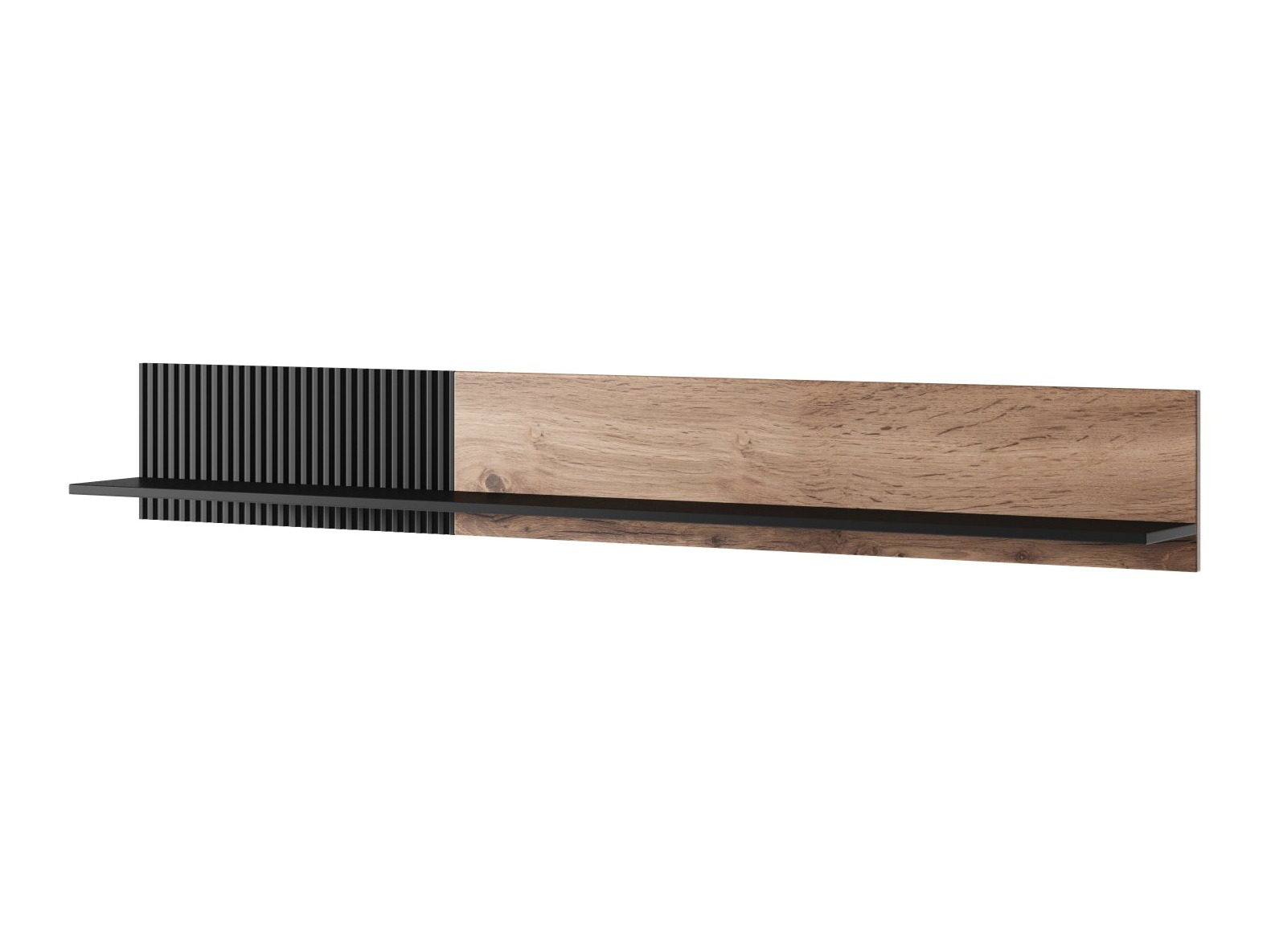 Wall shelf Luelia 122 (Black + Wotan Oak)