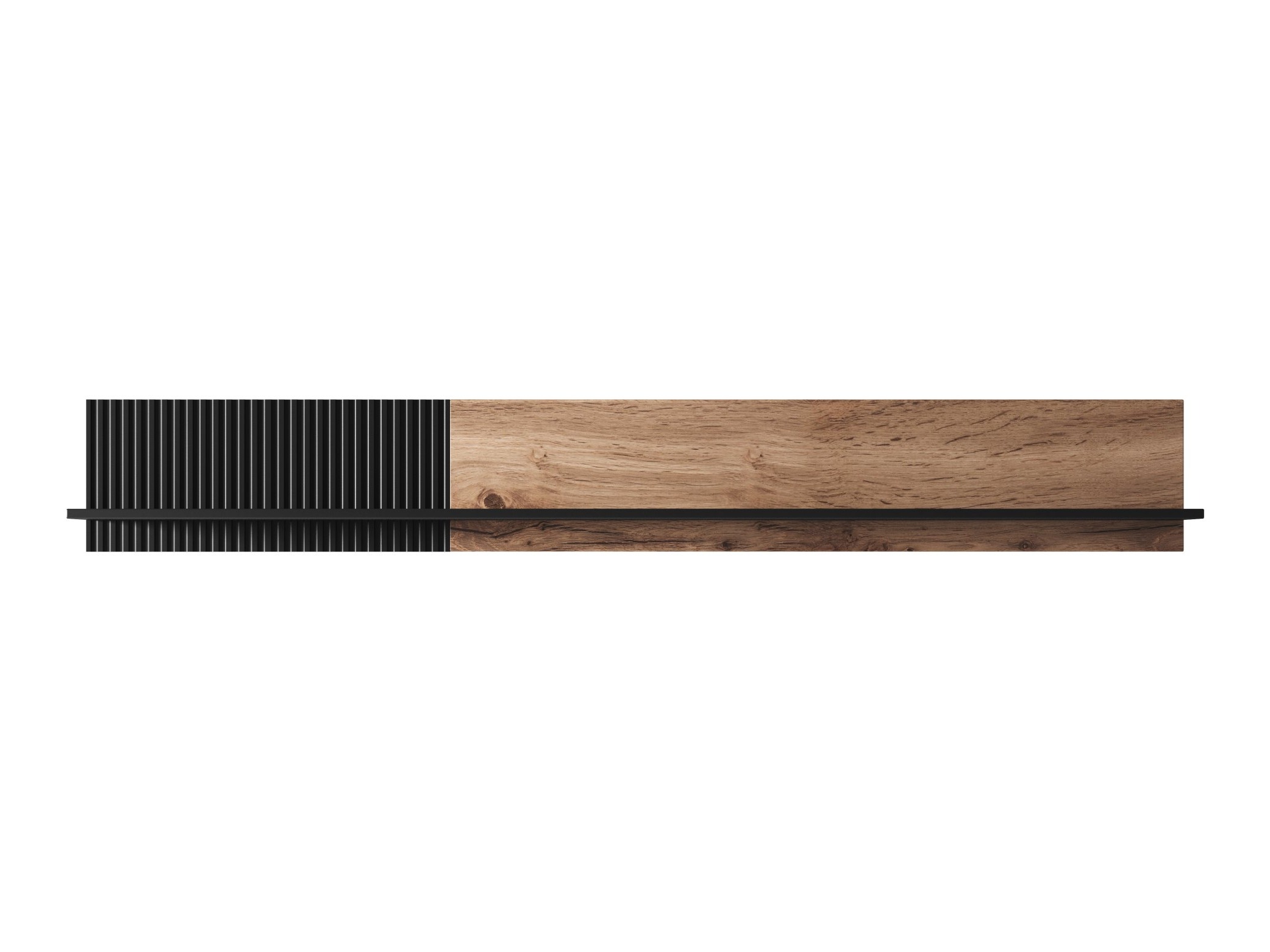 Wall shelf Luelia 122 (Black + Wotan Oak)
