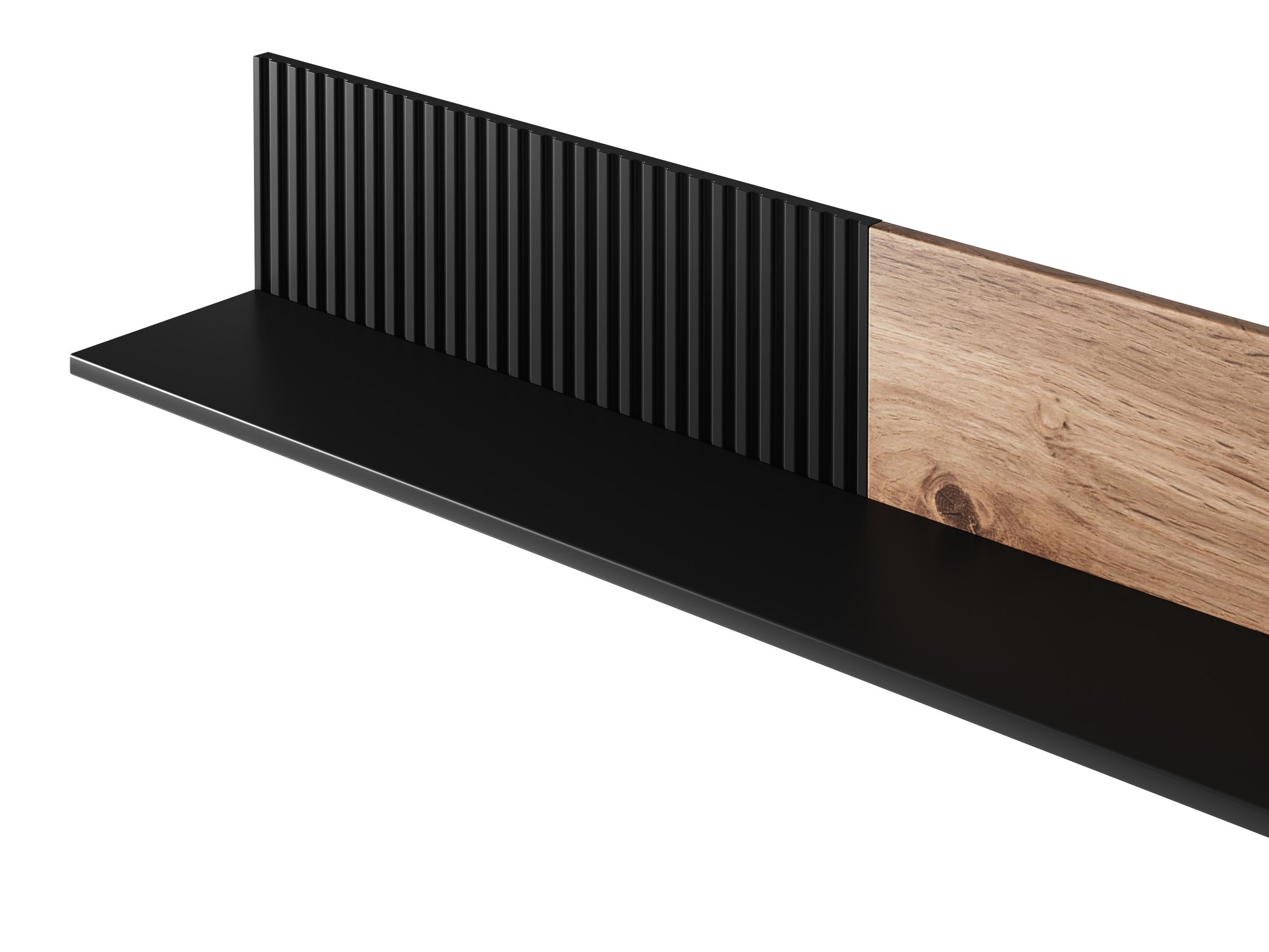 Wall shelf Luelia 122 (Black + Wotan Oak)