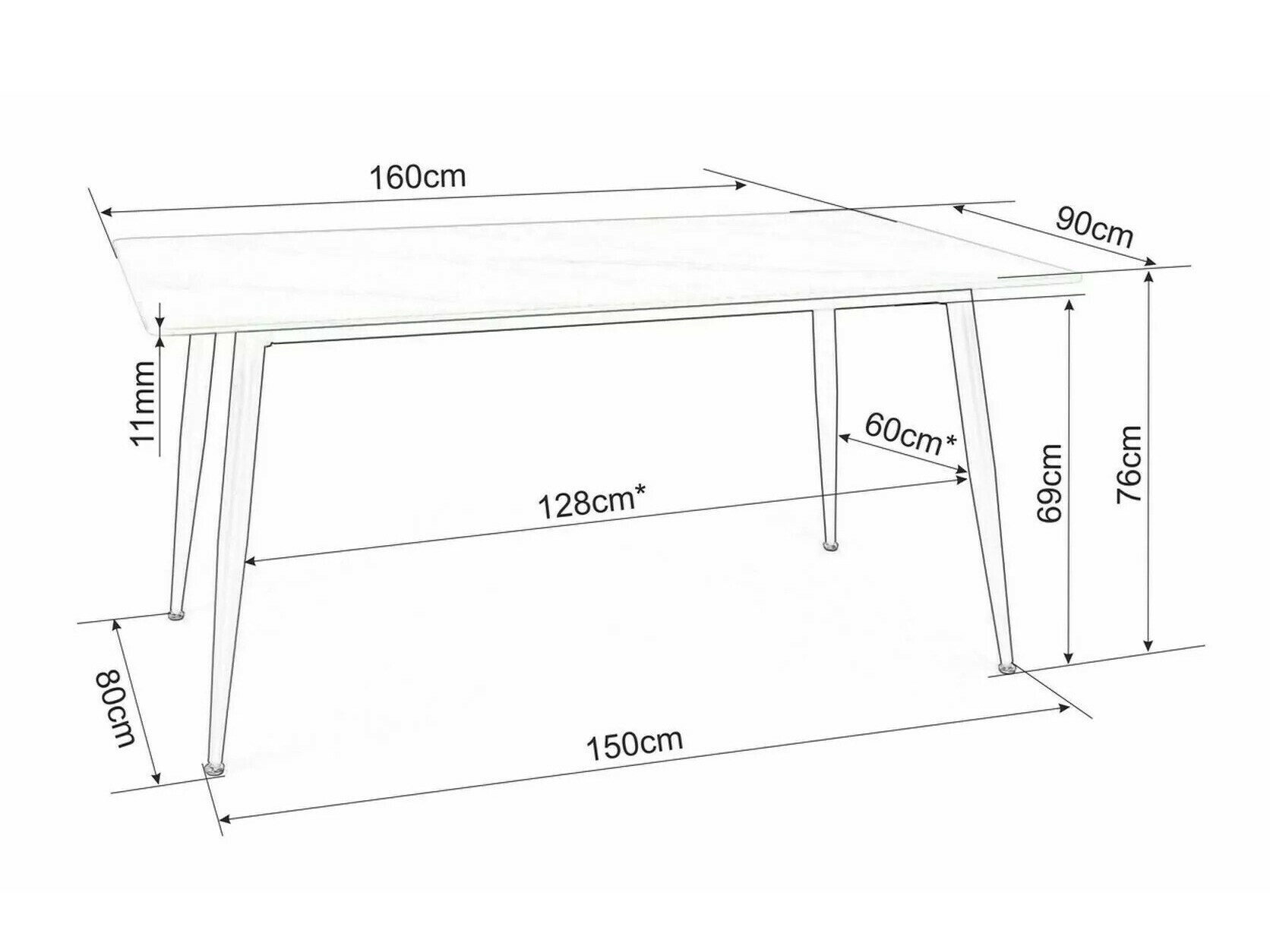 Table Detroit 803 (Black marble)