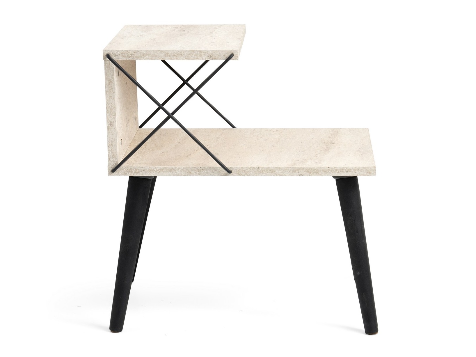 Bedside table Kailua 368 (Light travertine + Black)