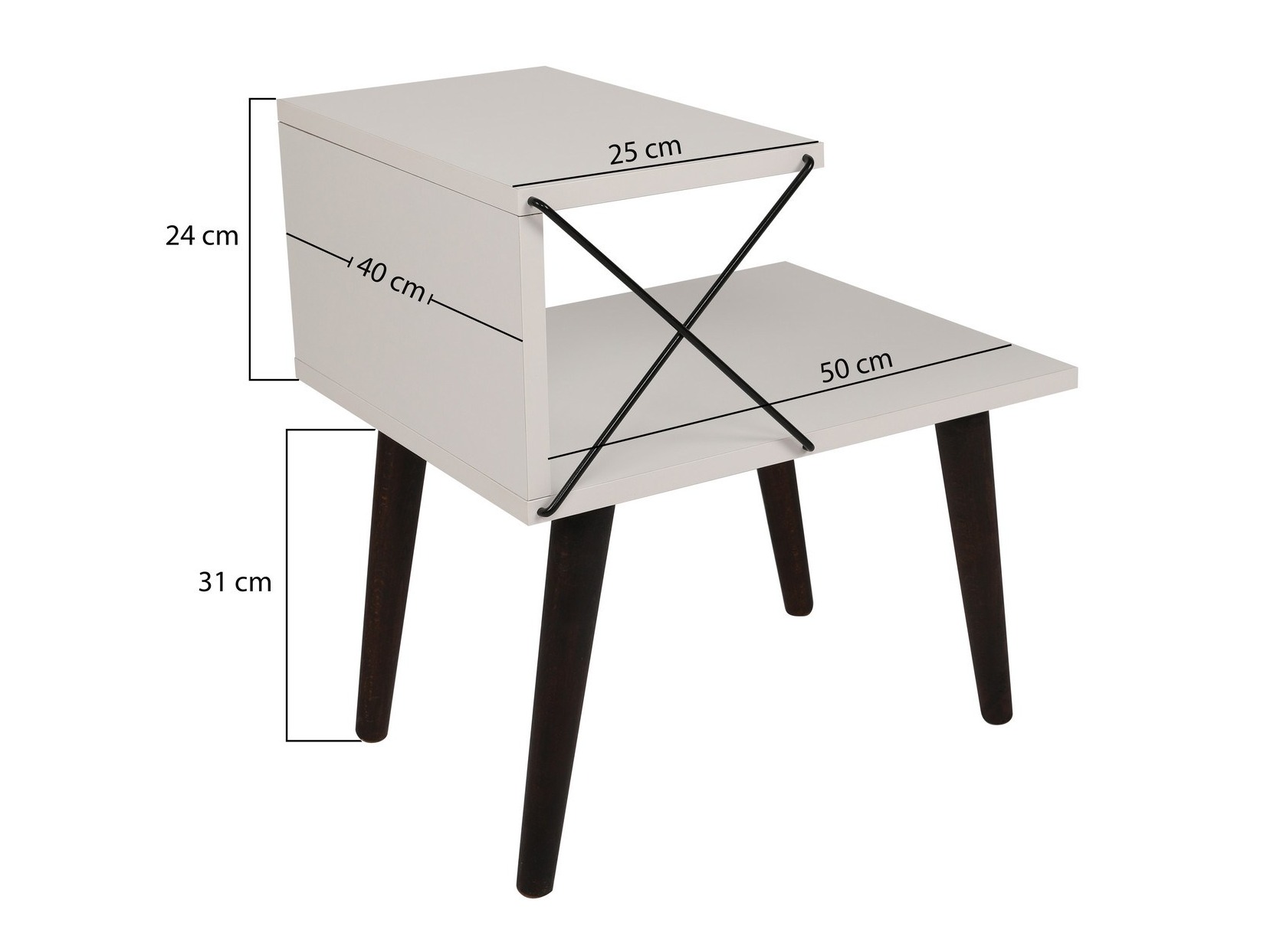Bedside table Kailua 368 (Light travertine + Black)