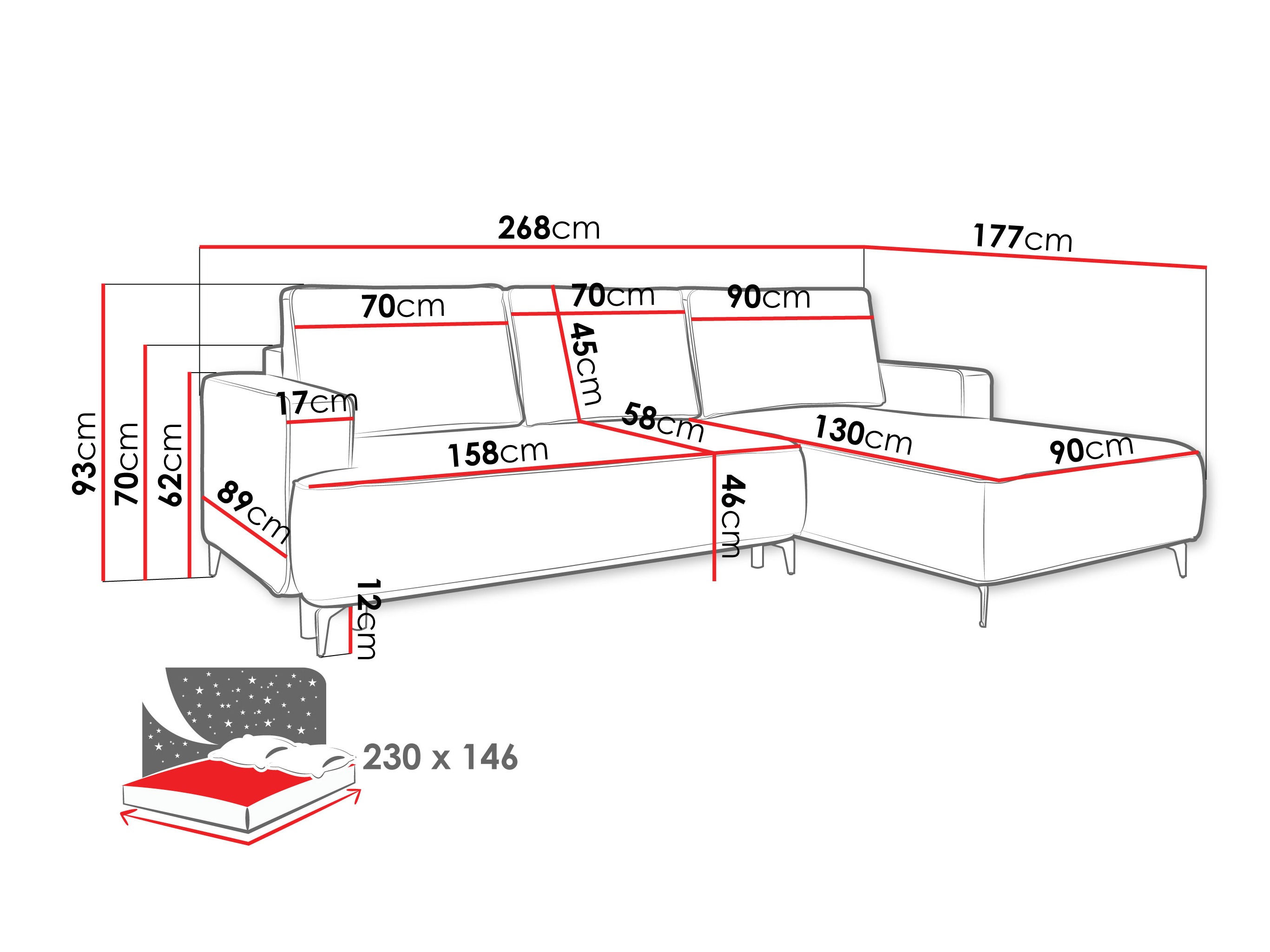 Corner sofa ComfiDream Lyraion (Castel 39)