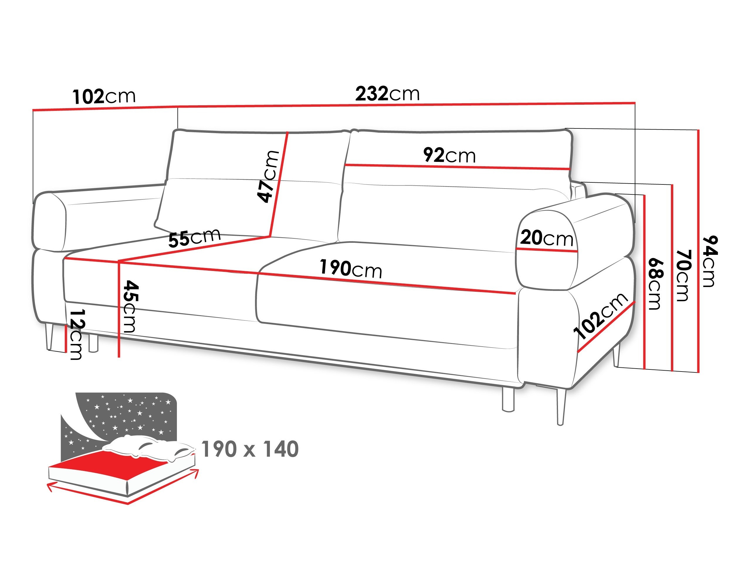 Καναπές-κρεβάτι ComfiDream Celel (Blur 19)