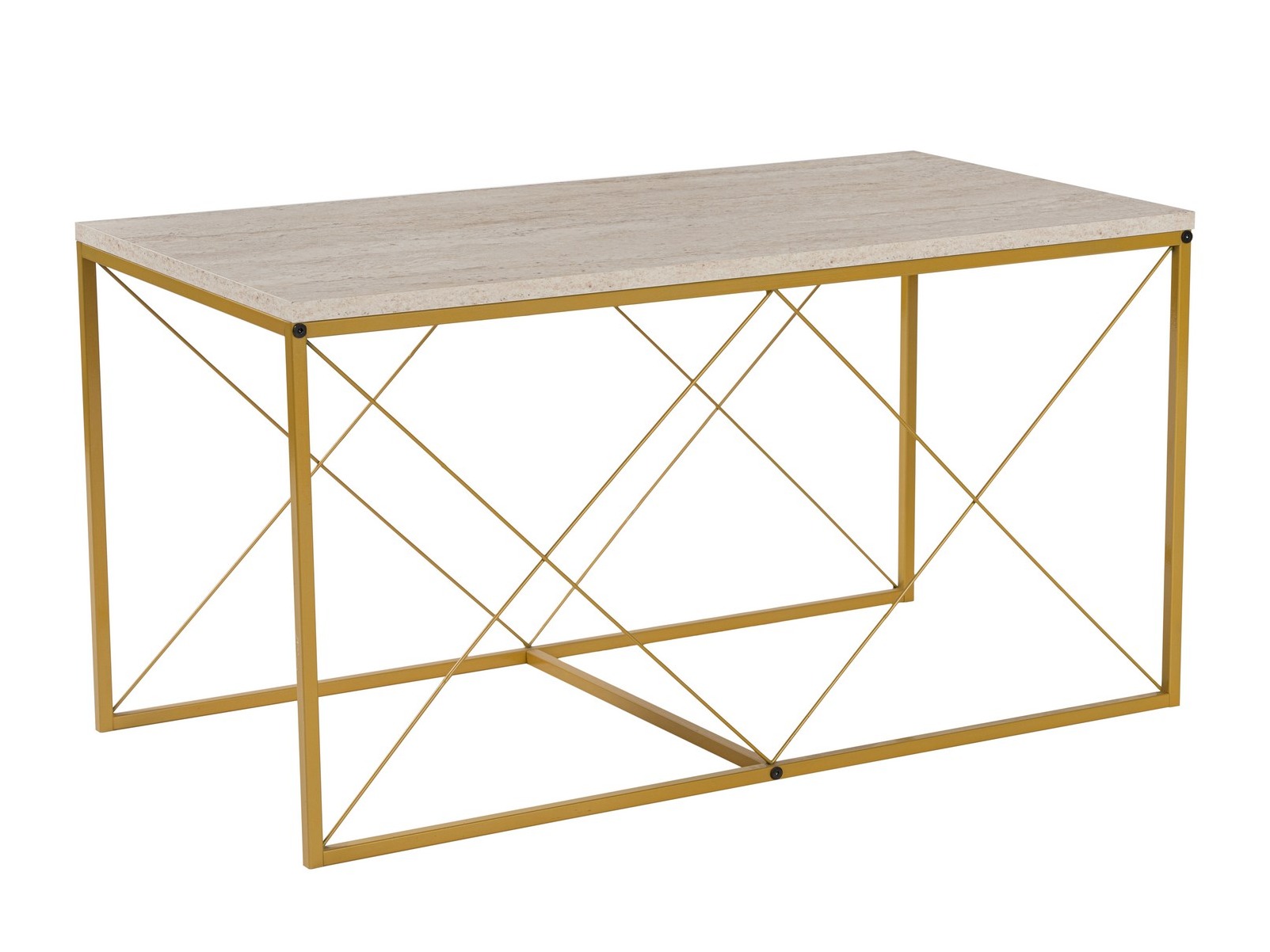 Σετ τραπεζιών σαλονιού Kailua 2619 (Ανοιχτόχρωμη τραβερτίνη + Χρυσό)