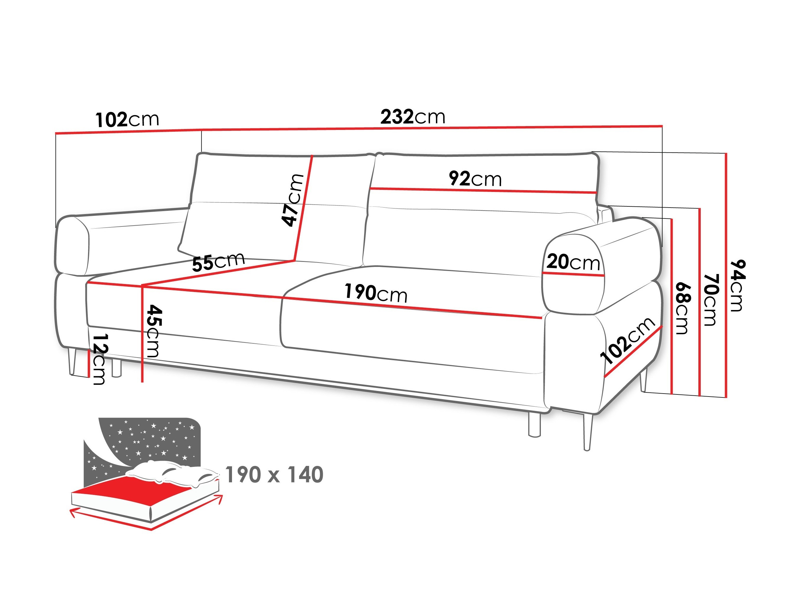 Sofa bed ComfiDream Celel (Blur 18)