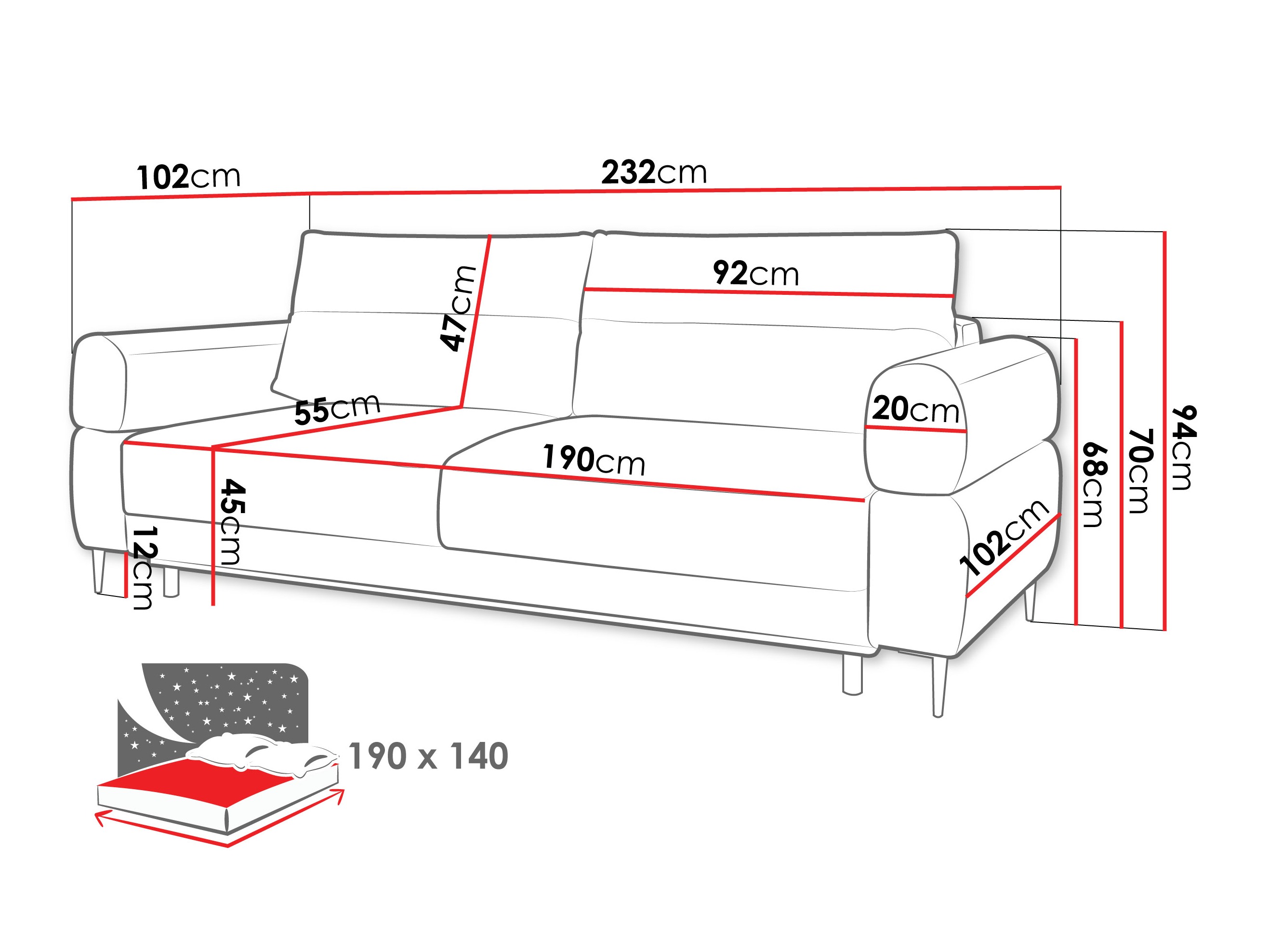 Sofa bed ComfiDream Celel (Blur 20)