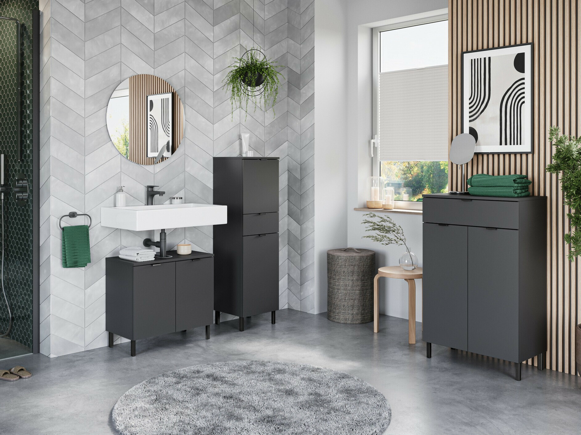 Όρθιο ντουλάπι μπάνιου Felfere 101 (Ανθρακί)