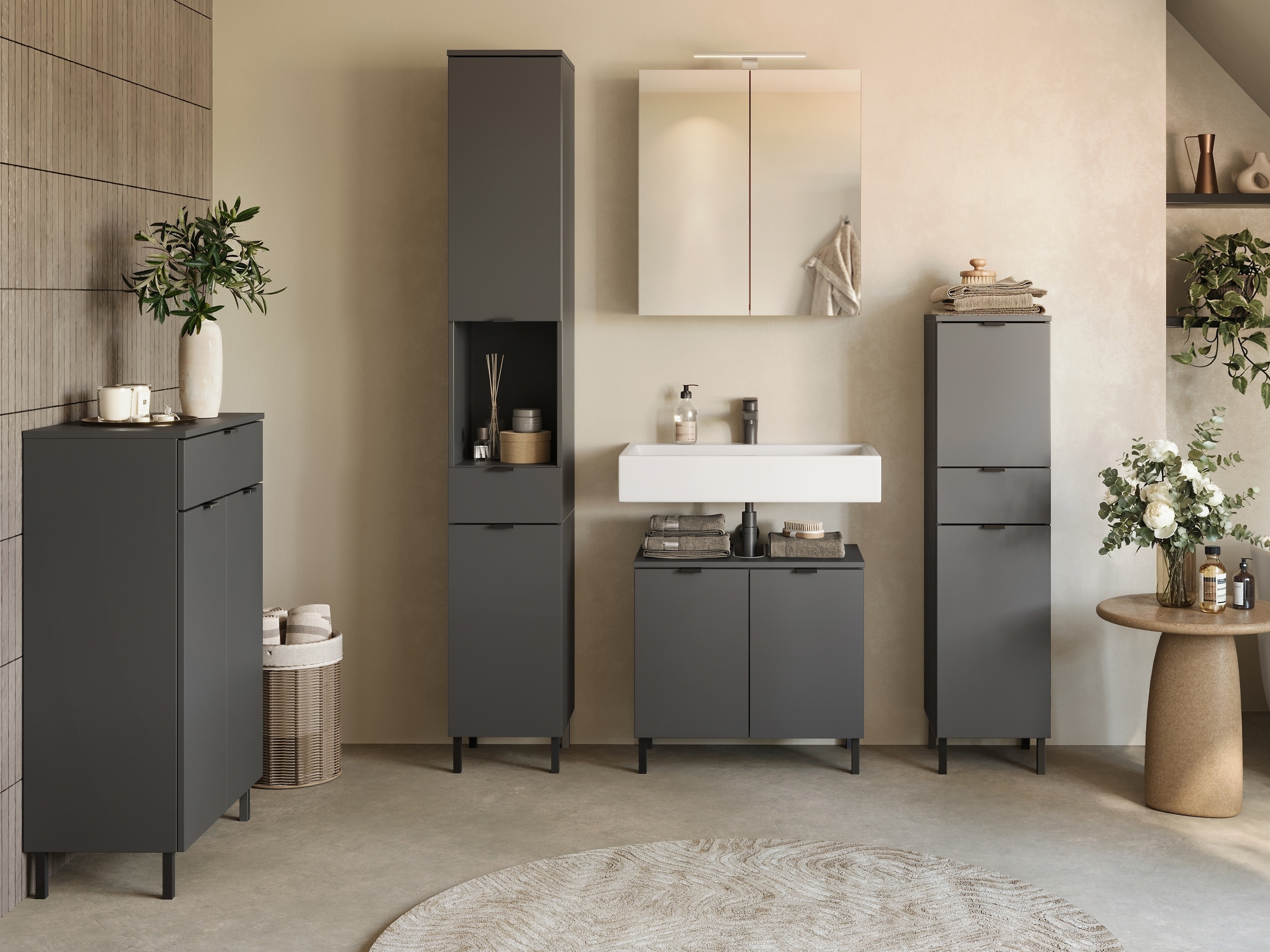 Όρθιο ντουλάπι μπάνιου Felfere 101 (Ανθρακί)