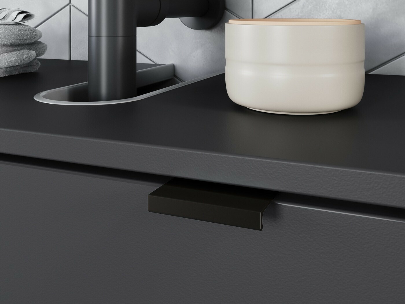 Standing bathroom cabinet for washbasin Felfere 100 (Anthracite)