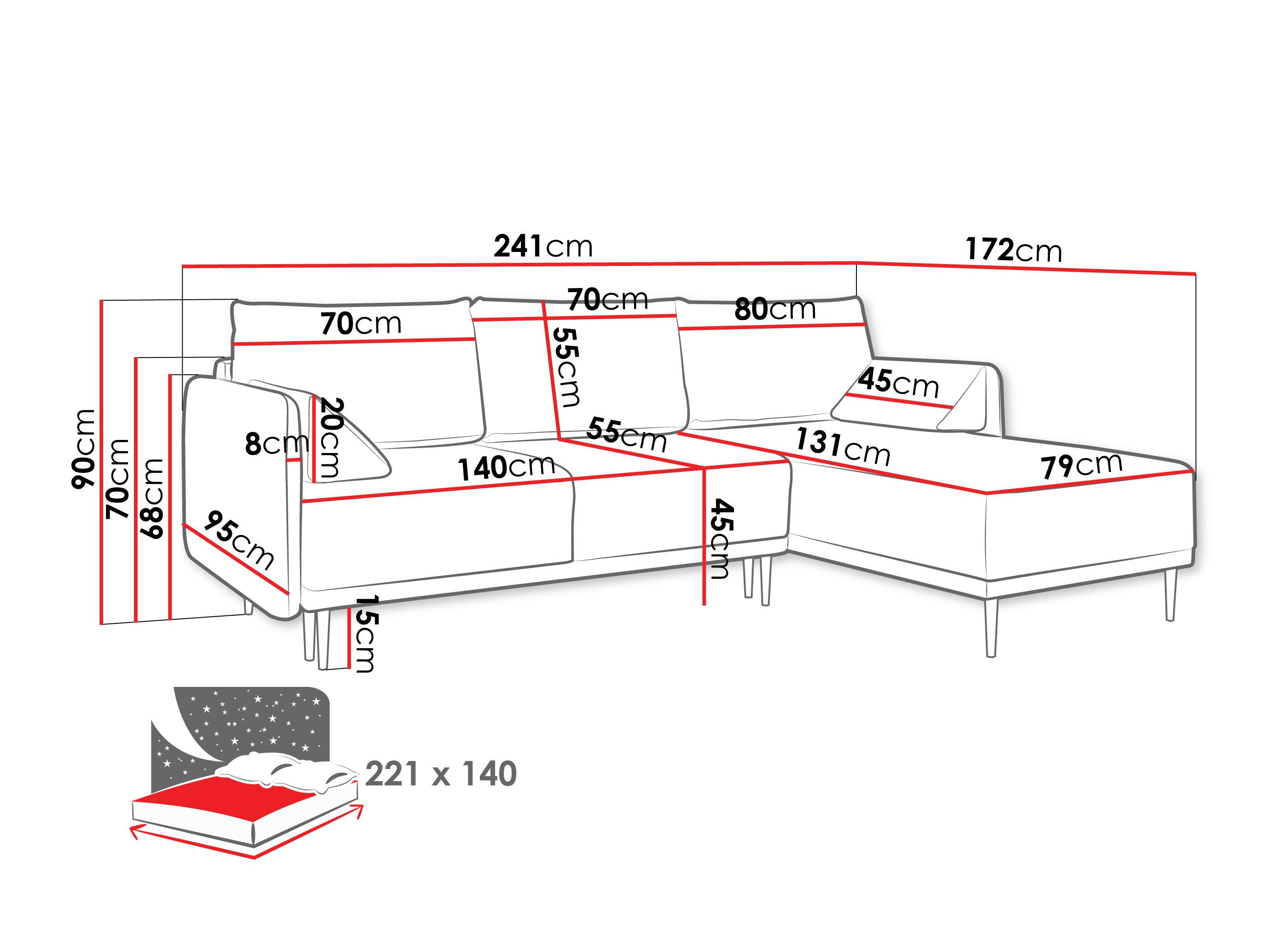 Corner sofa ComfiDream Clarora (Sicuro 65)