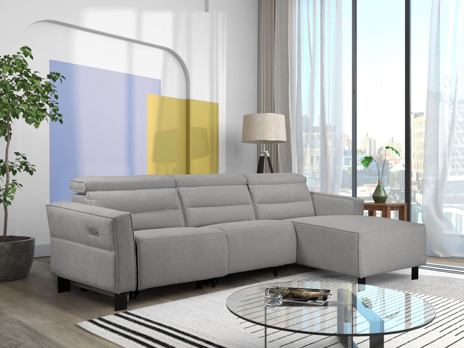 Corner sofa recliner Denton 1486 (Light grey)