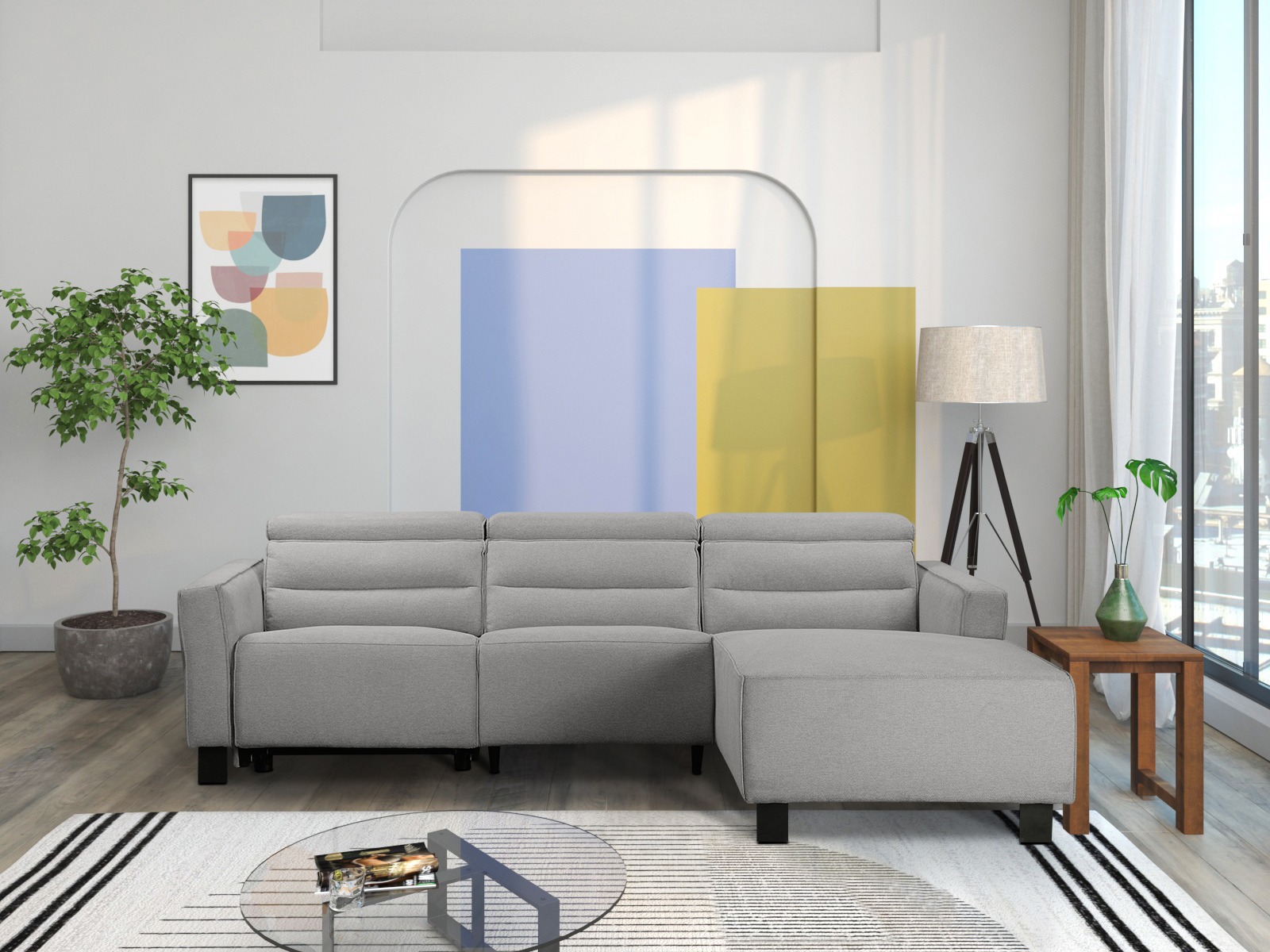 Corner sofa recliner Denton 1486 (Light grey)
