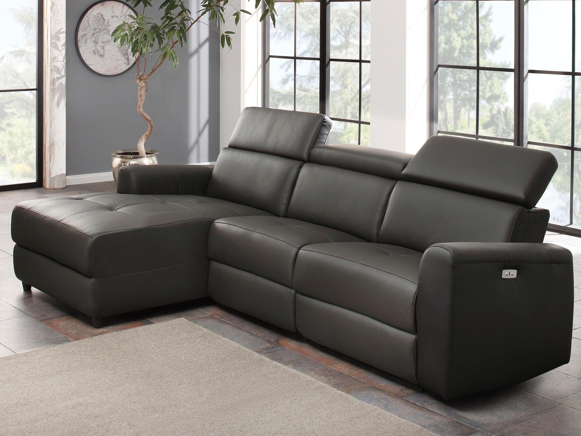 Ρυθμιζόμενος γωνιακός καναπές Denton 1490 (Καφέ)