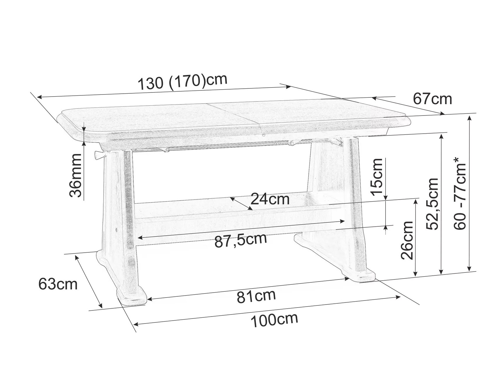 Coffee table transformer Detroit 811 (Sonoma oak)