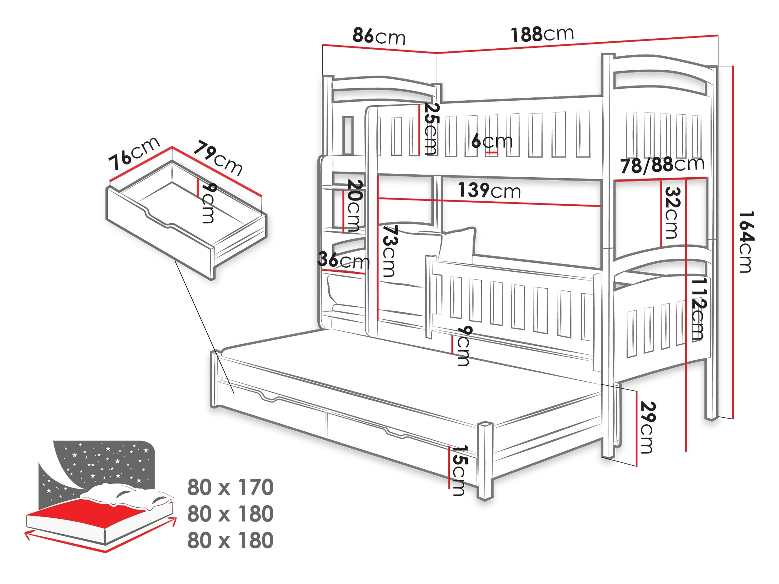 Bunk bed Vista 119 (Cashmere)