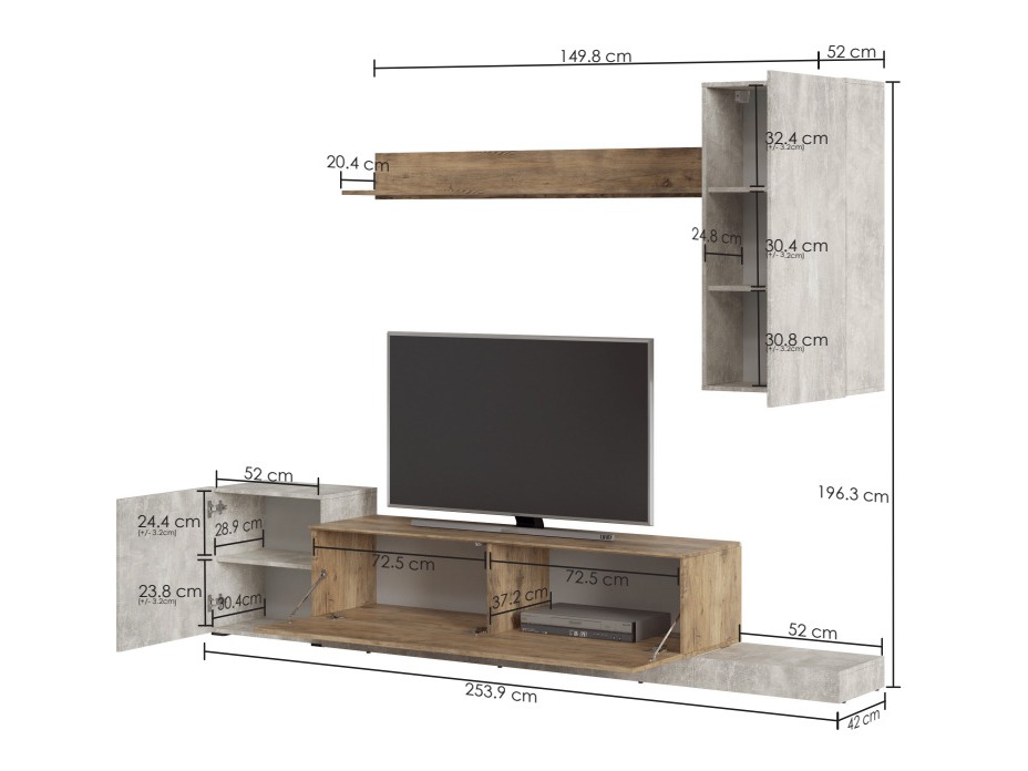 Living room set Ontario 158 (Light grey + Chestnut)