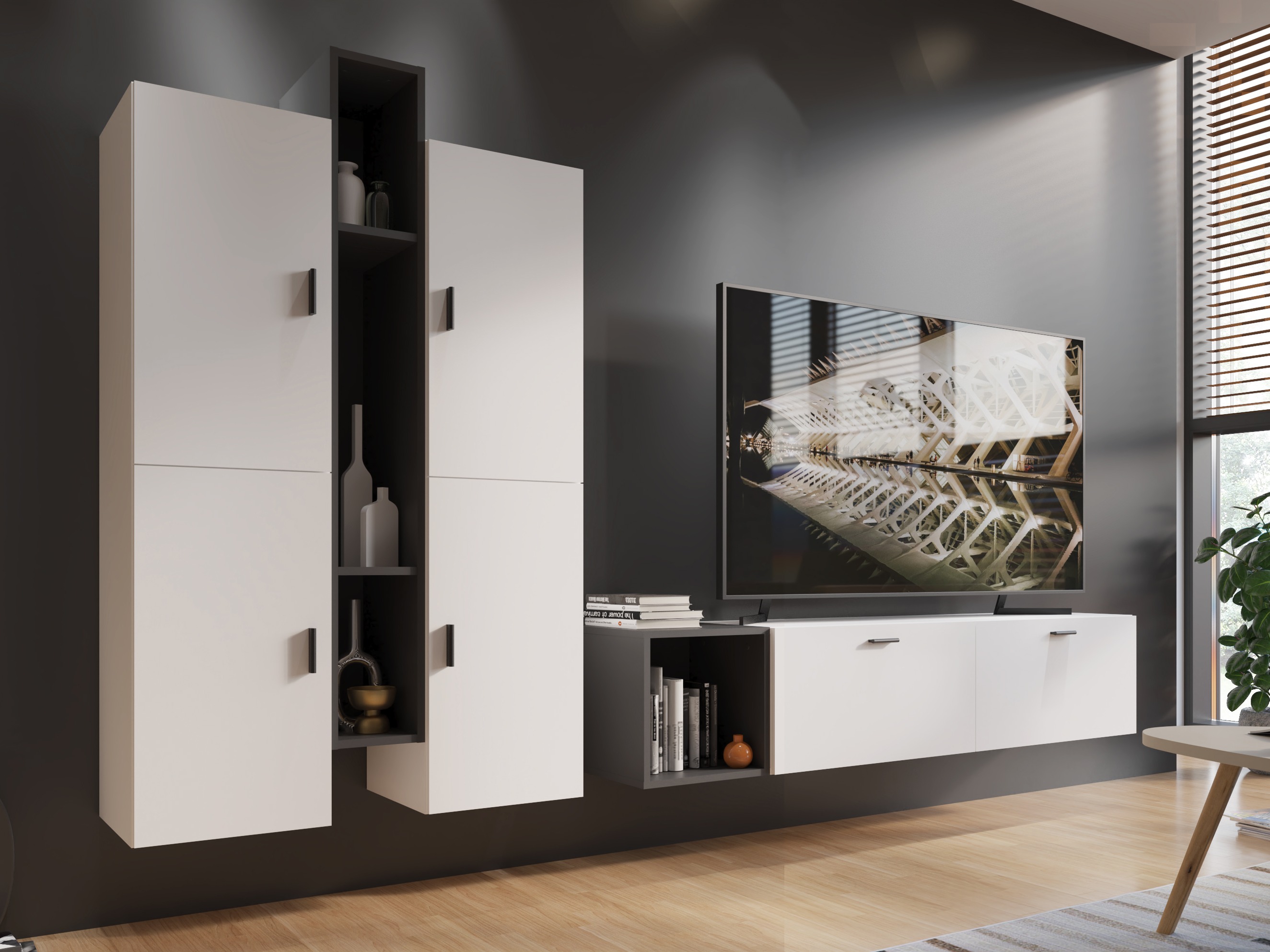 Ράφι τοίχου Virnolu 101 (Ανθρακί)