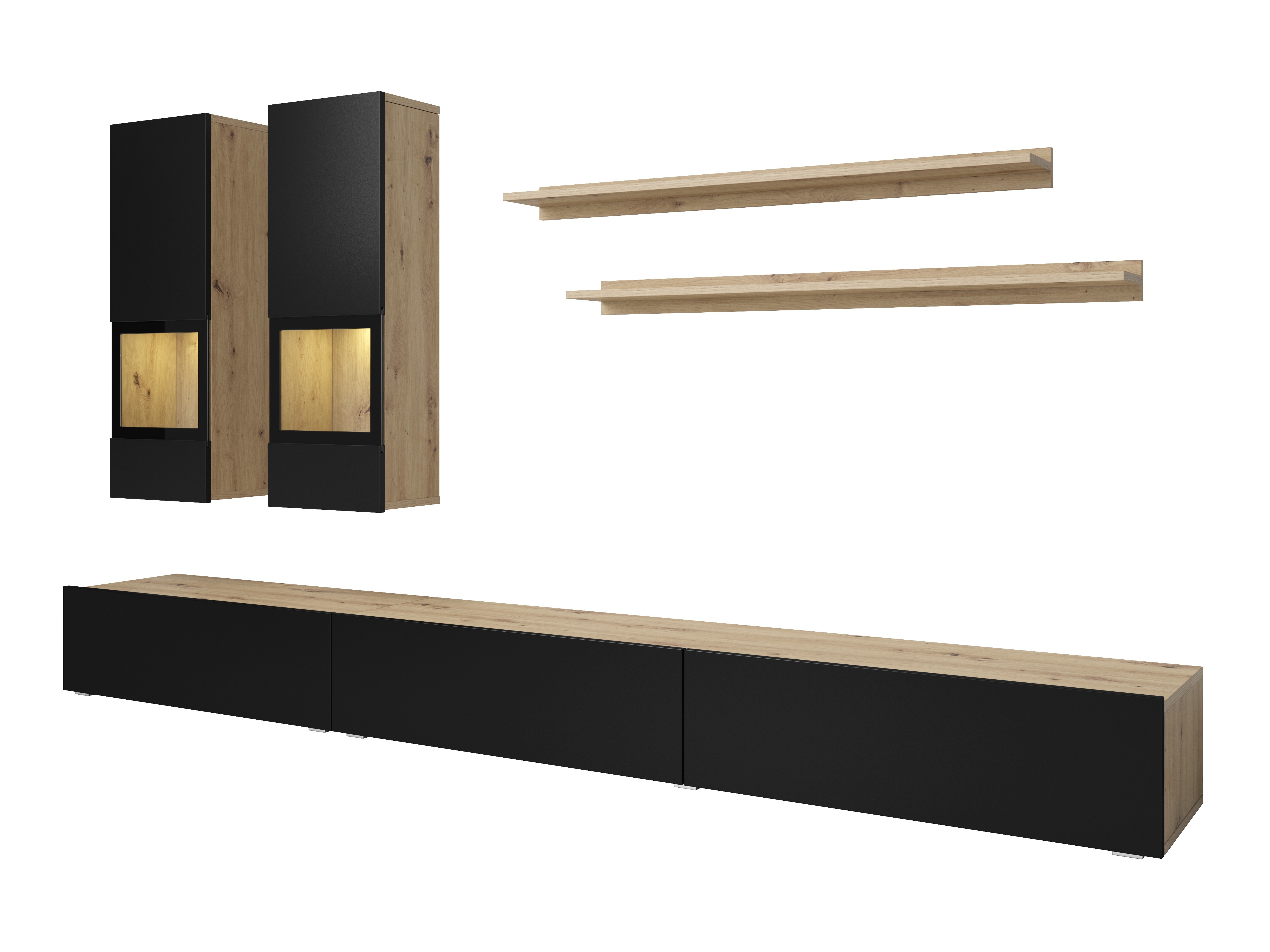 Σετ επίπλων σαλονιού Serodeu 100 (Artisan βελανιδιά + Μαύρο ματ)