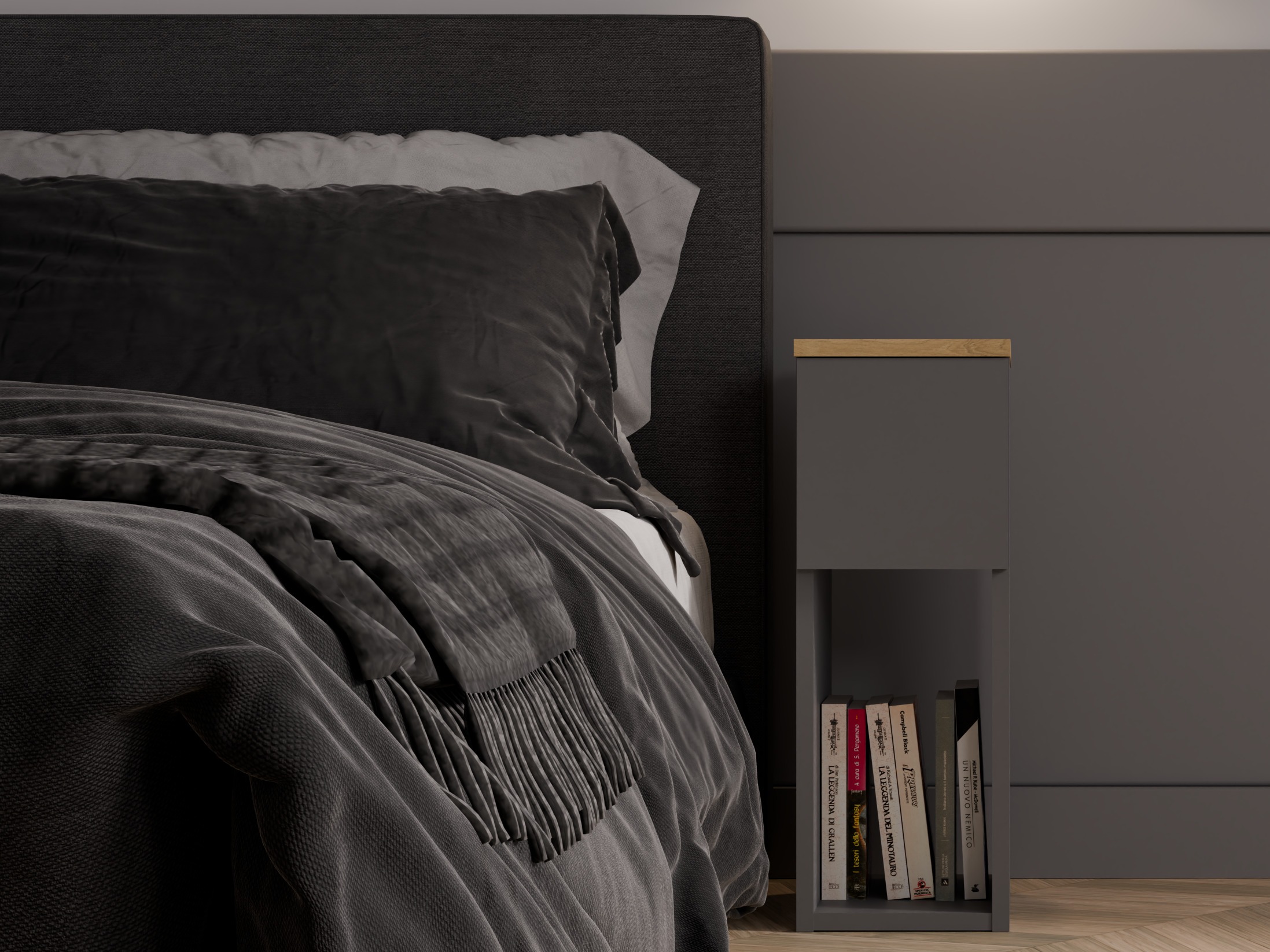Bedside table Mandeville 304 (Anthracite + Artisan oak)