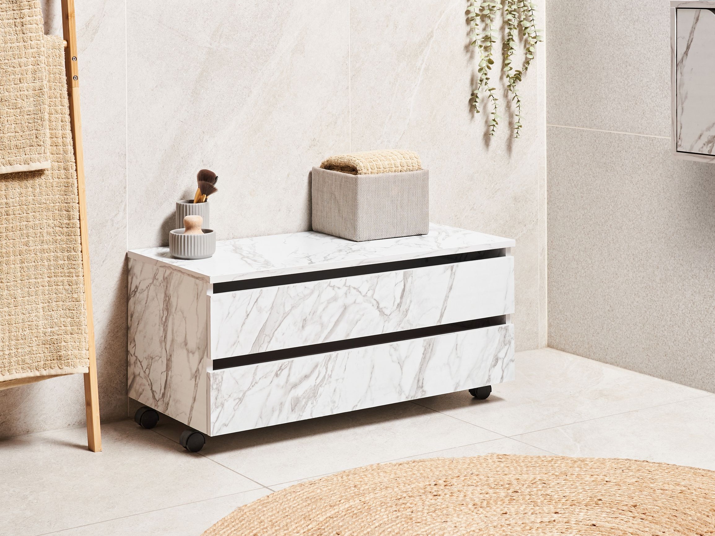 Standing bathroom cabinet Berwyn 2755 (White marble)