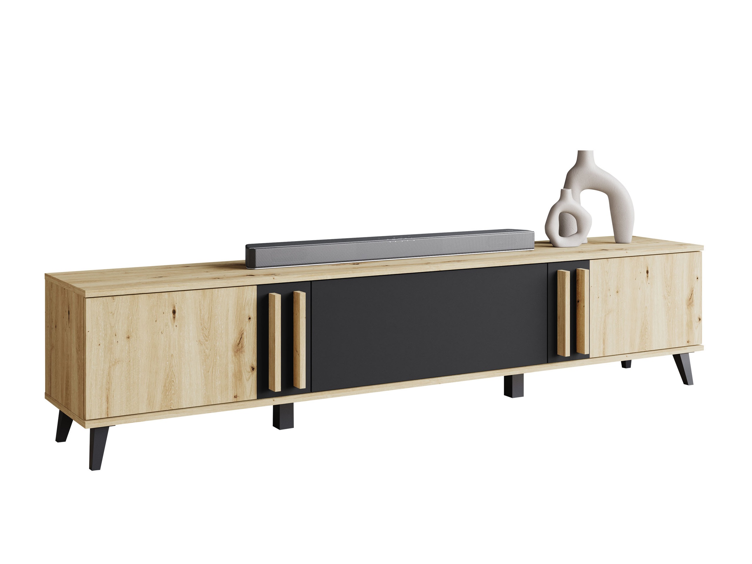 Έπιπλο τηλεόρασης Facetor (Artisan βελανιδιά + Γραφίτης)