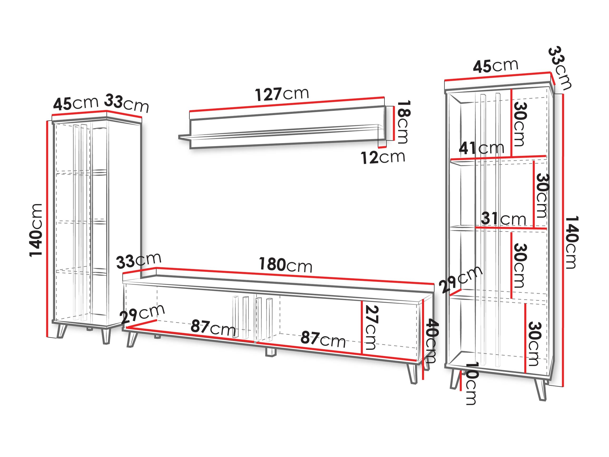 Σετ επίπλων σαλονιού Facetor (Artisan βελανιδιά + Γραφίτης)