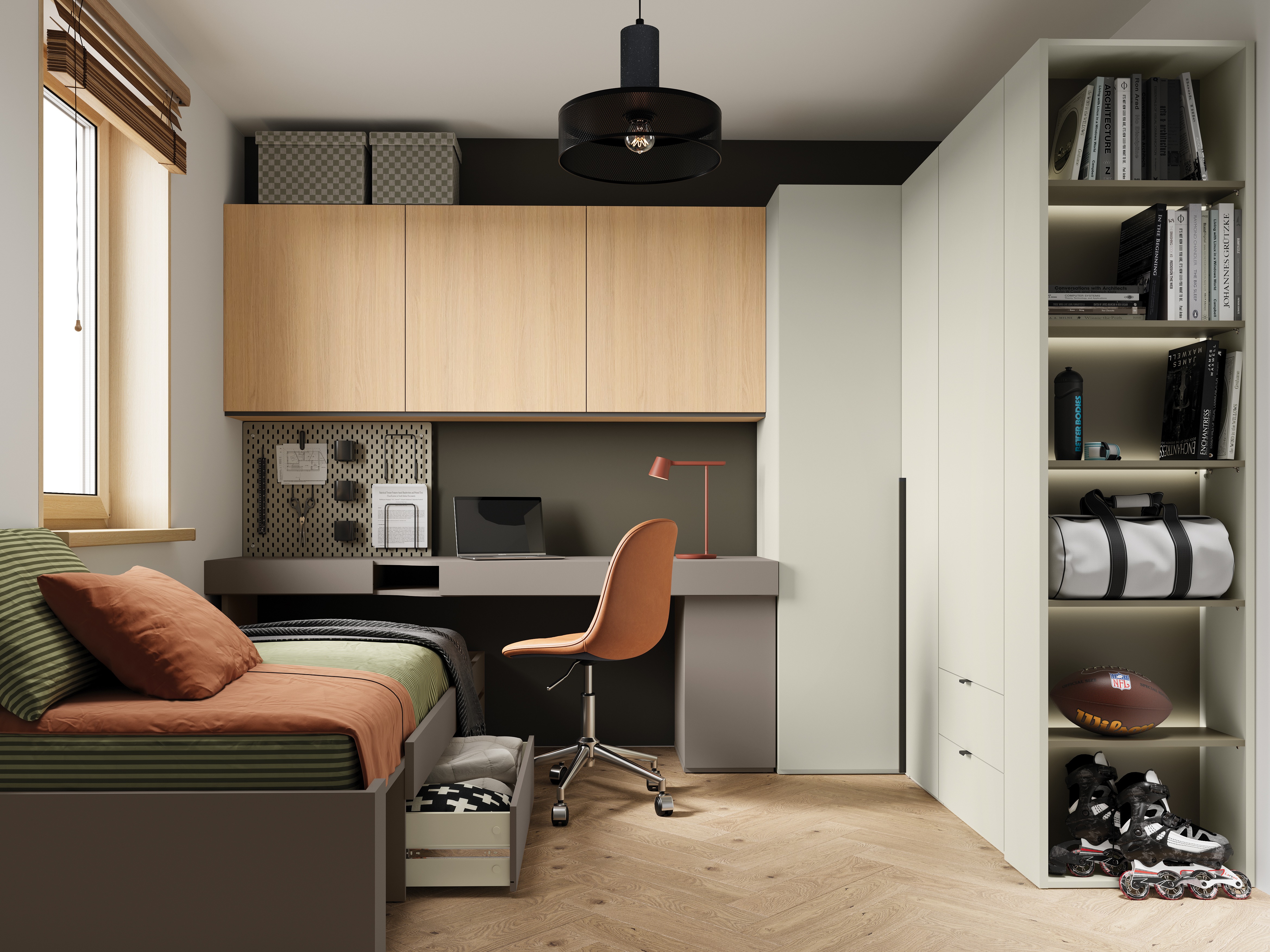 Bookcase Evareve 104 (Green + Light brown)