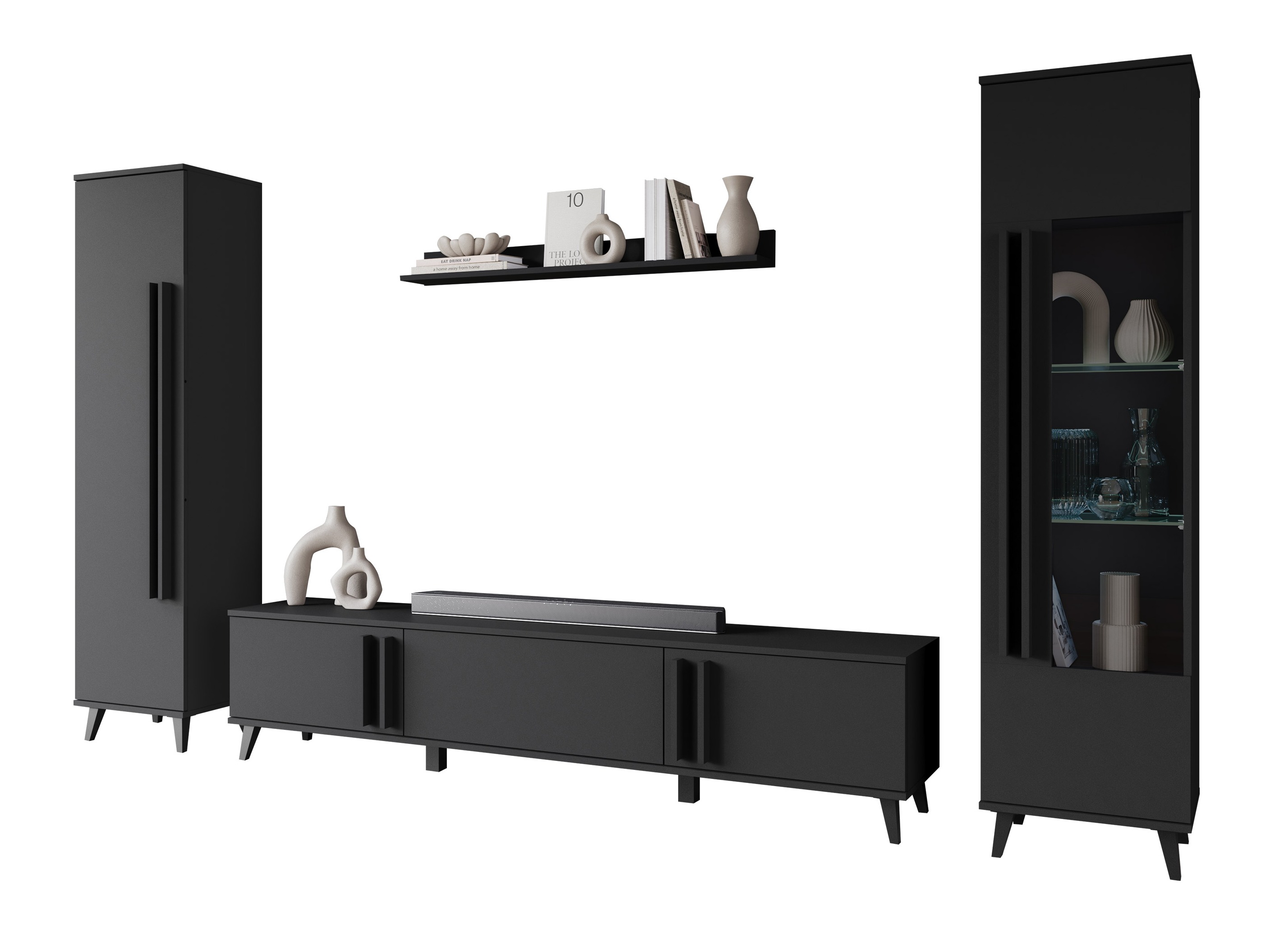 Σετ επίπλων σαλονιού Facetor II (Γραφίτης)