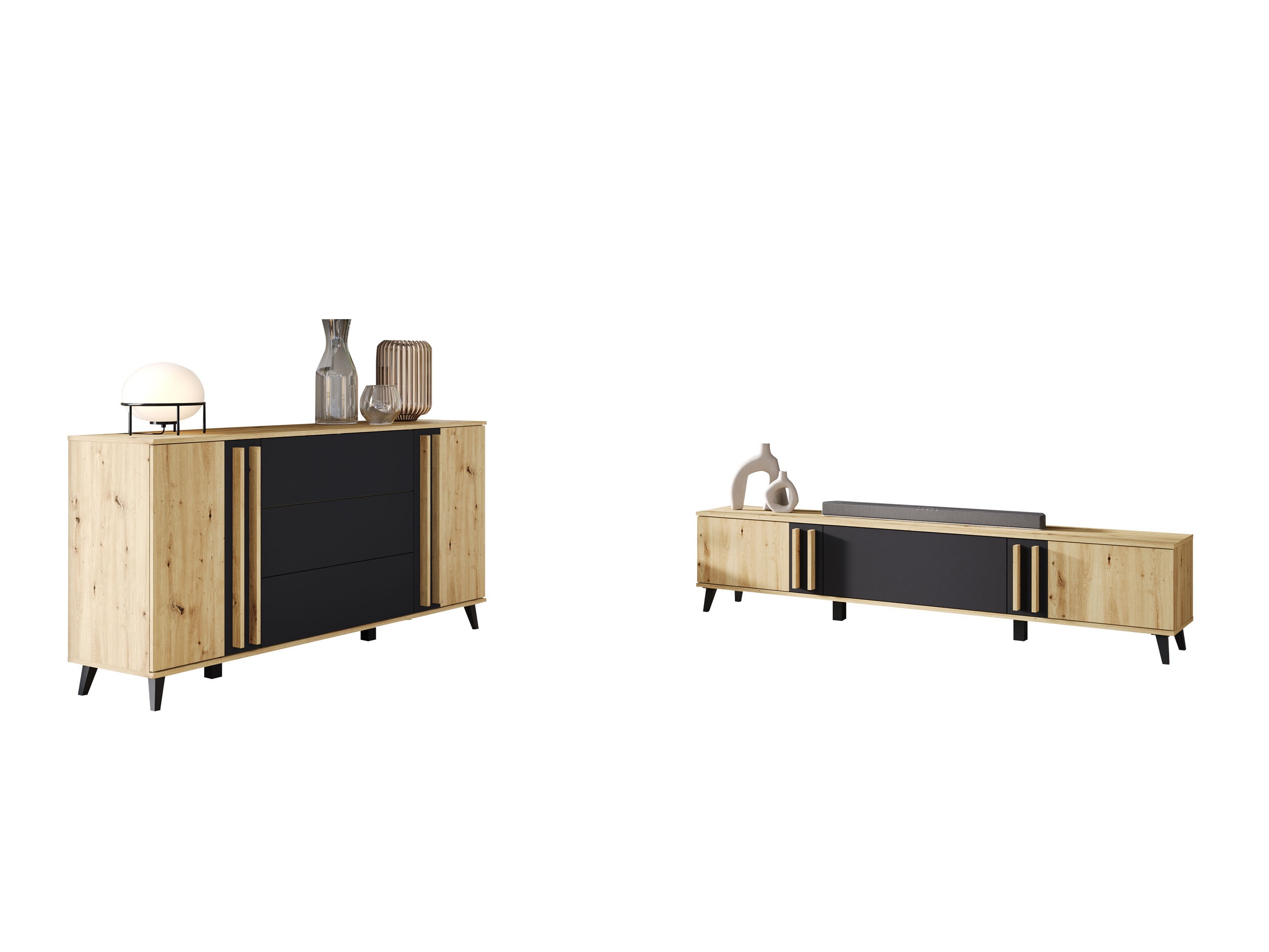 Σετ επίπλων σαλονιού Facetor III (Artisan βελανιδιά + Γραφίτης)