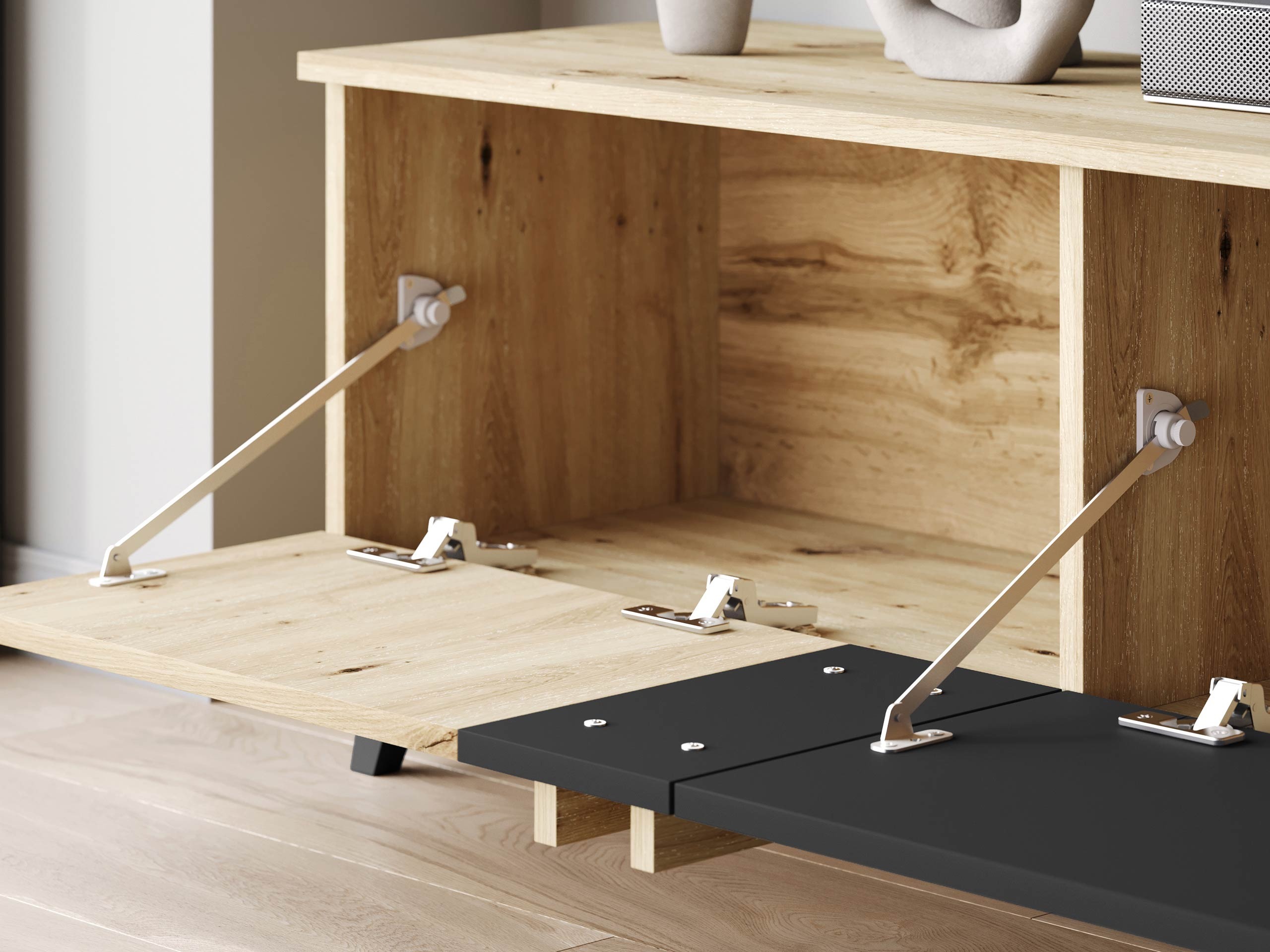 Σετ επίπλων σαλονιού Facetor III (Artisan βελανιδιά + Γραφίτης)