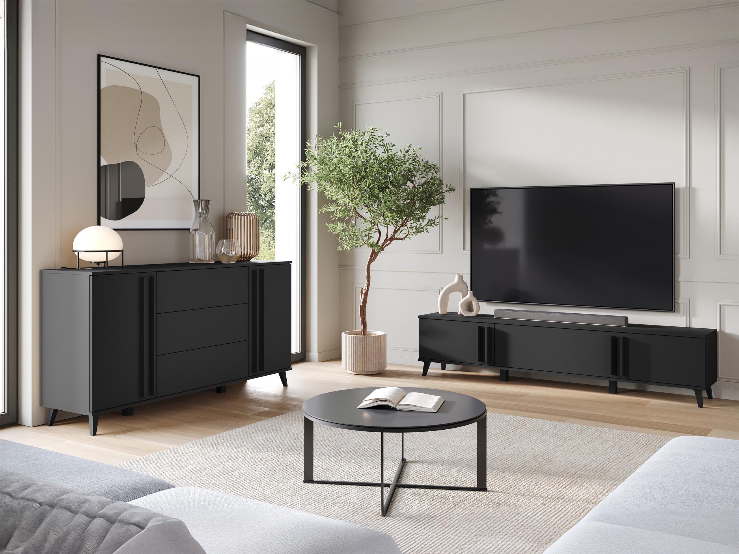 Σετ επίπλων σαλονιού Facetor III (Γραφίτης)