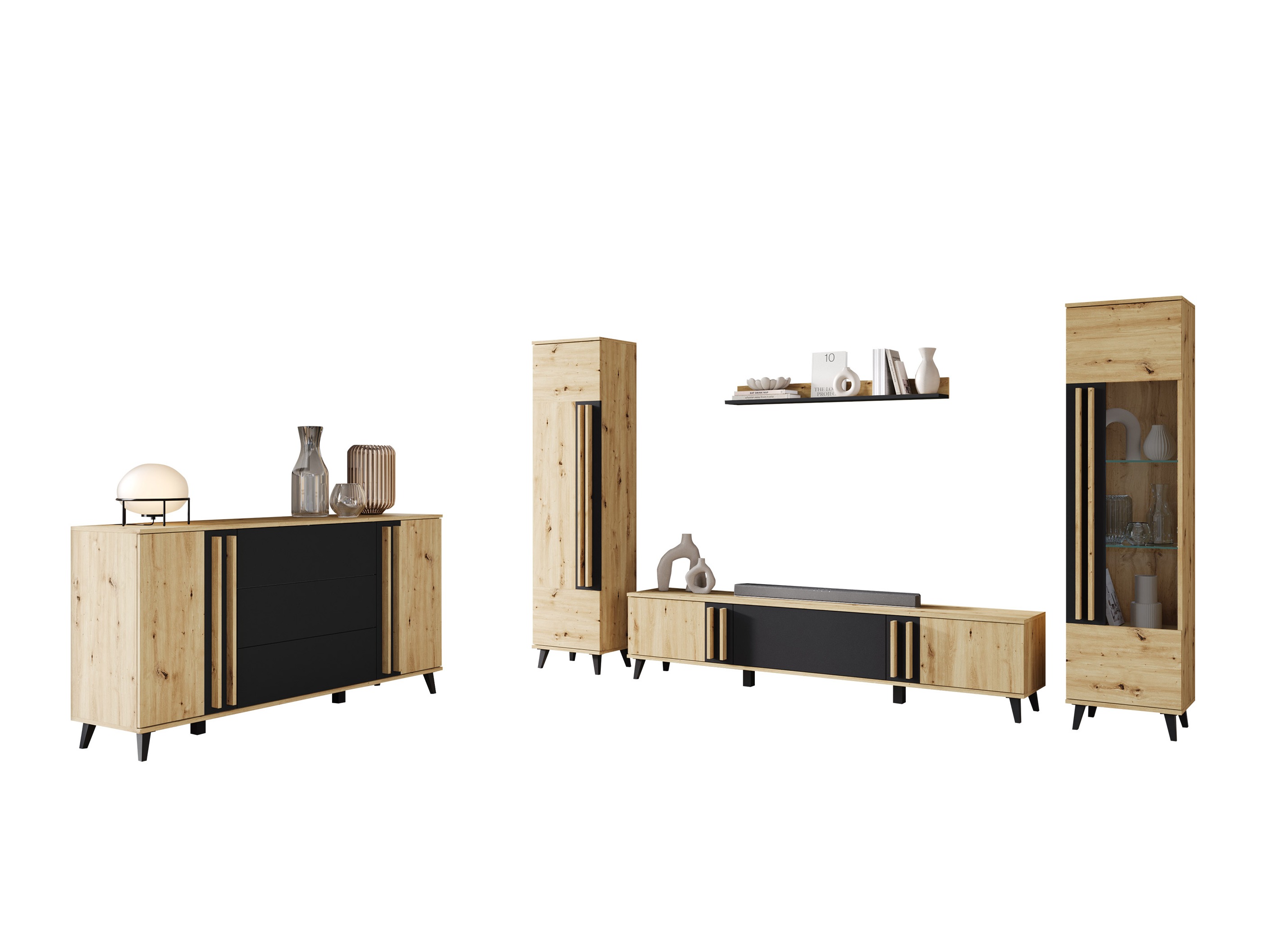 Σετ επίπλων σαλονιού Facetor IV (Artisan βελανιδιά + Γραφίτης)