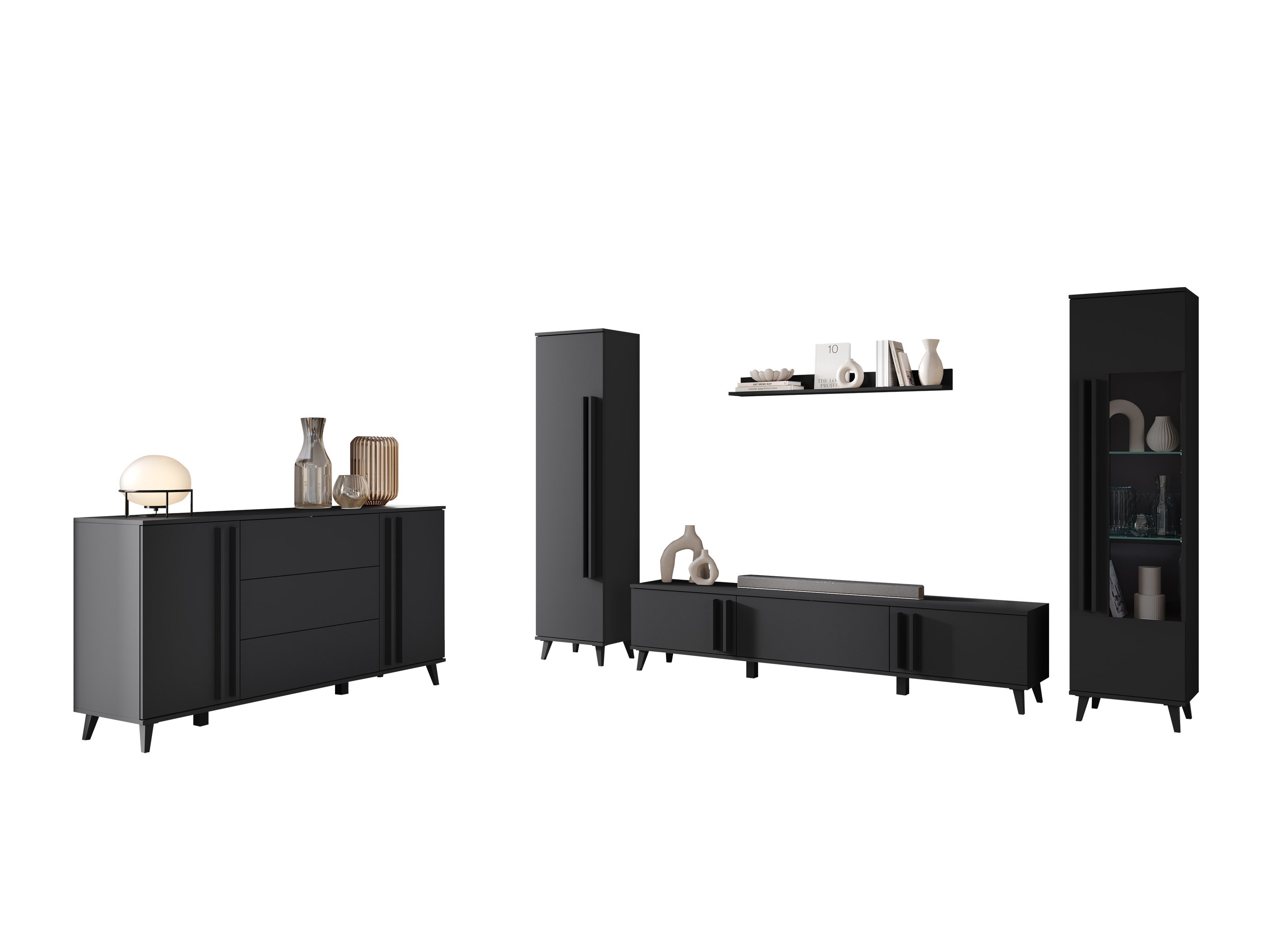 Σετ επίπλων σαλονιού Facetor IV (Γραφίτης)