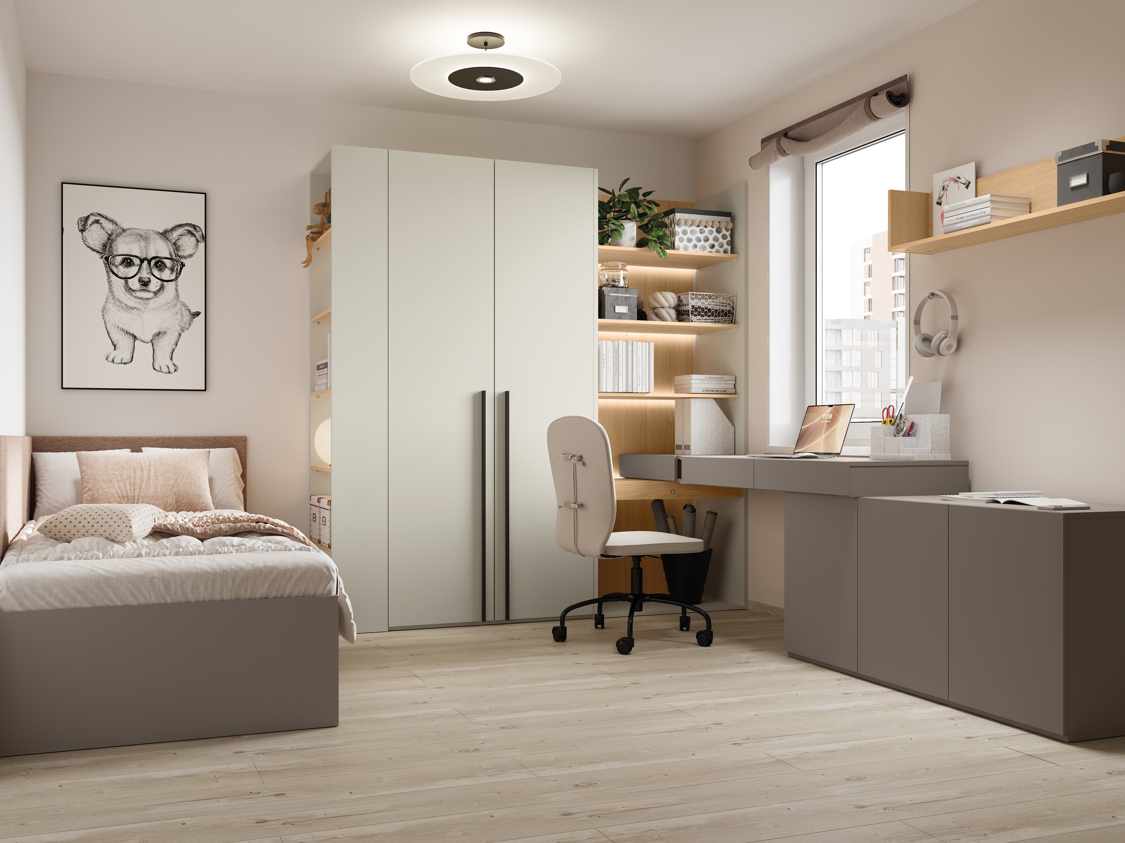 Home office set Evareve 118 (Grey + Oak)