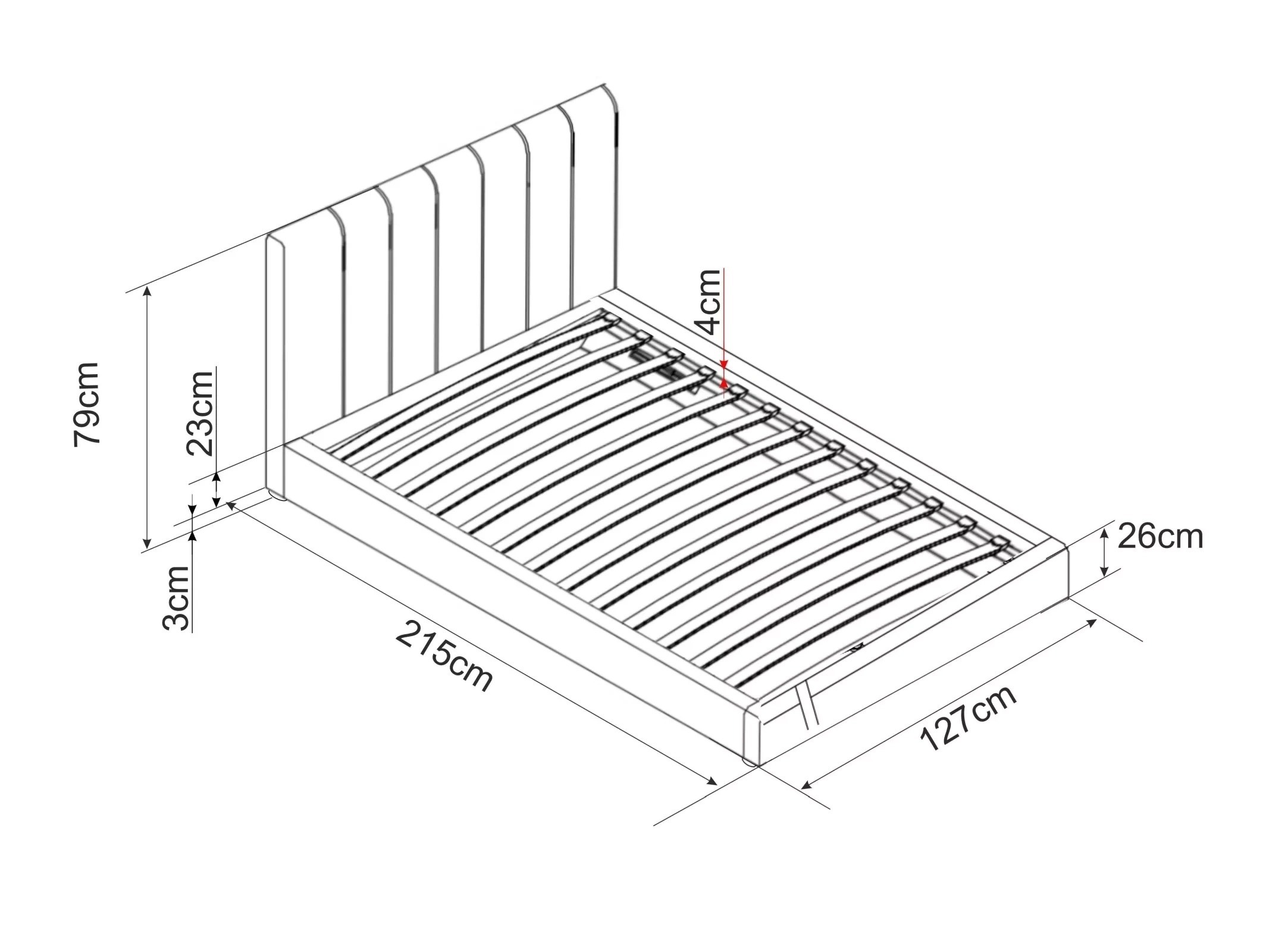 Κρεβάτι Detroit 412 (Γκρι)