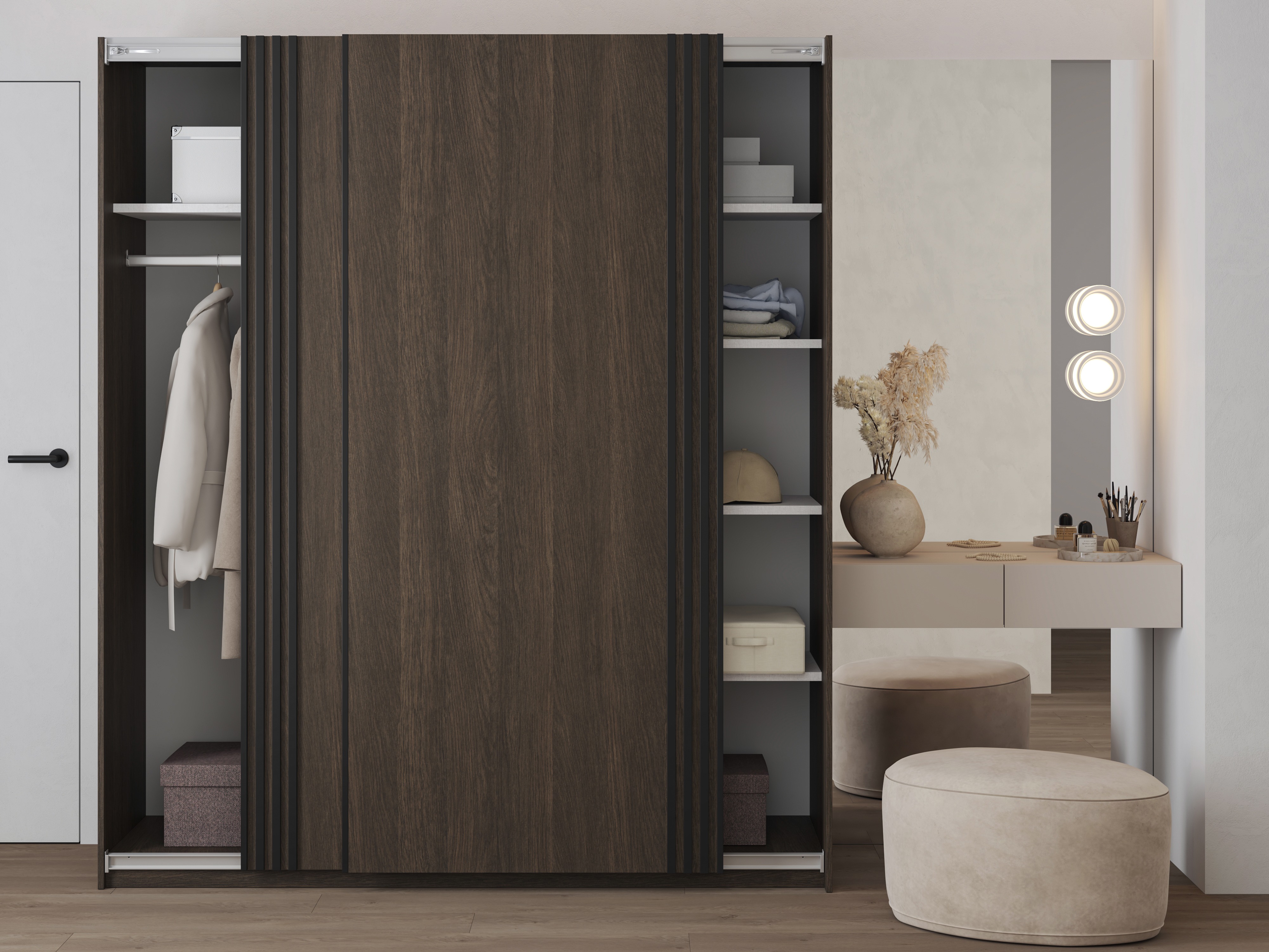 Wardrobe Austin 372 (Dark oak + Black)